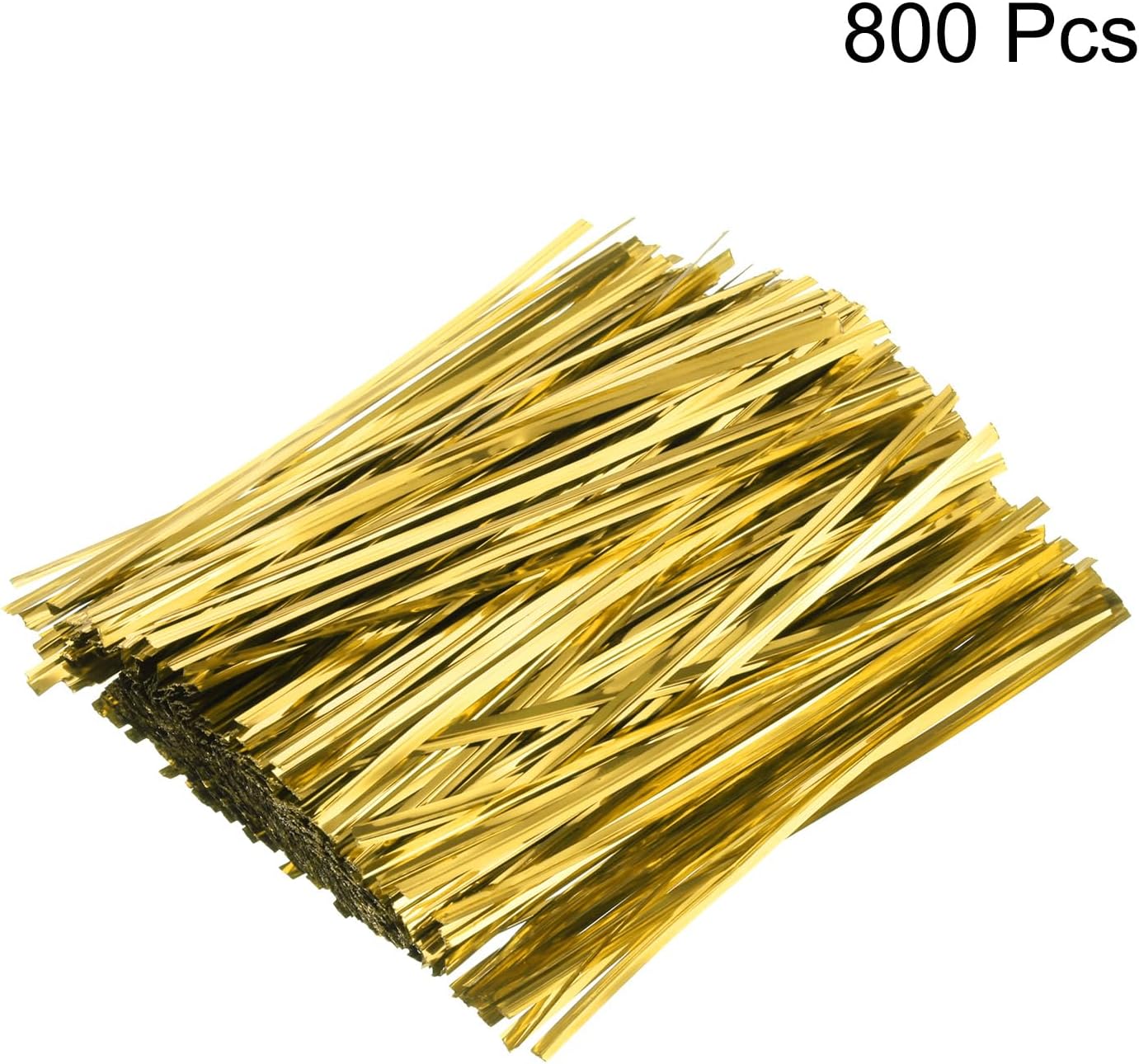 HARFINGTON 800pcs Bag Twist Ties 6" Reusable Plastic Metallic Twist Ties Wire Cable Ties for Party Bread Candy Cake, Gold Tone