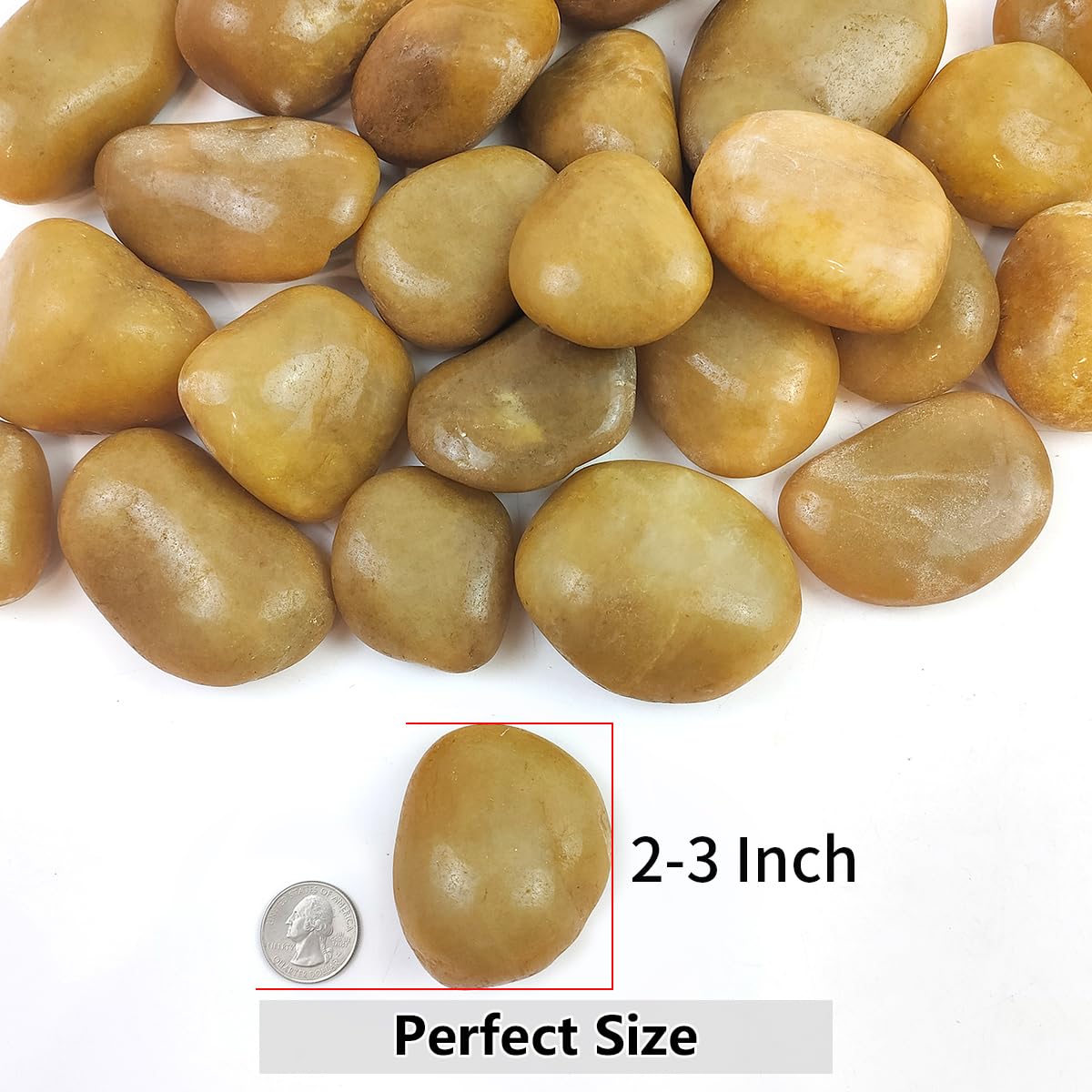 Rocks for Plant 5lbs, Yellow River Rocks 2-3 Inch Natural Pebbles for Indoor Plants, High Polished Decorative Stones Vase Filler Fish Tank Aquariums Landscaping Garden