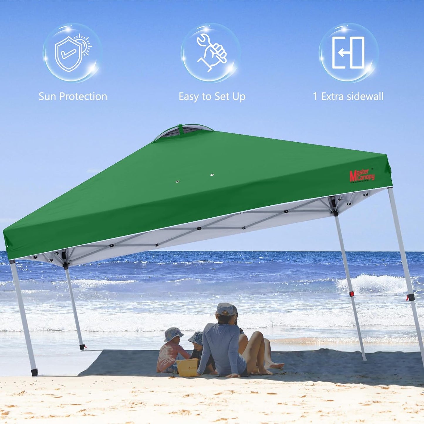 MASTERCANOPY Durable Pop-up Canopy Tent with 1 Sidewall (10'x10',Forest Green)
