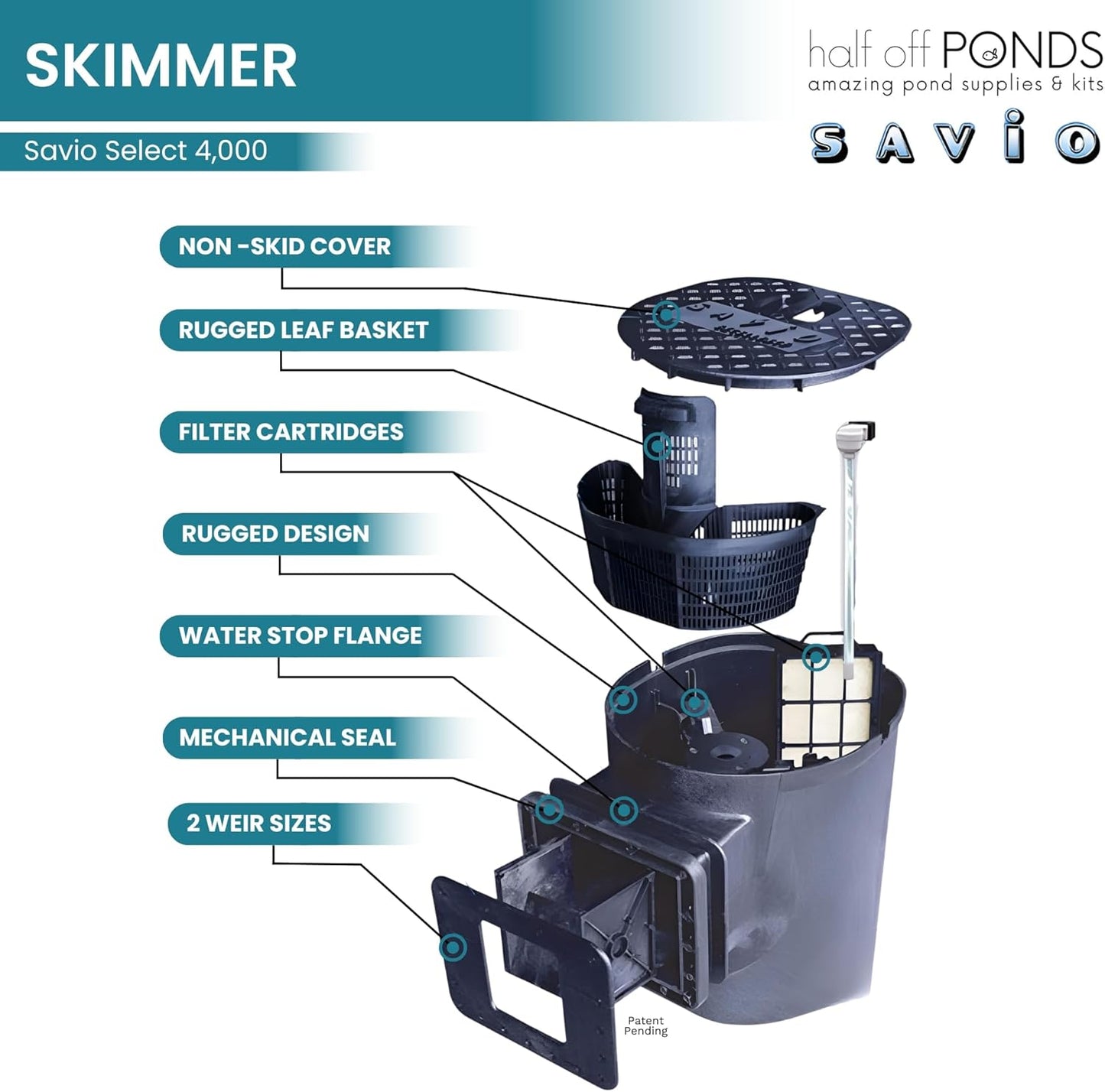 HALF OFF PONDS Savio Select 4,000 GPH Submersible Pump Pond Kit with 20' x 25' EPDM Rubber Pond Liner, UV Clarifier for Water Garden & Koi Pond