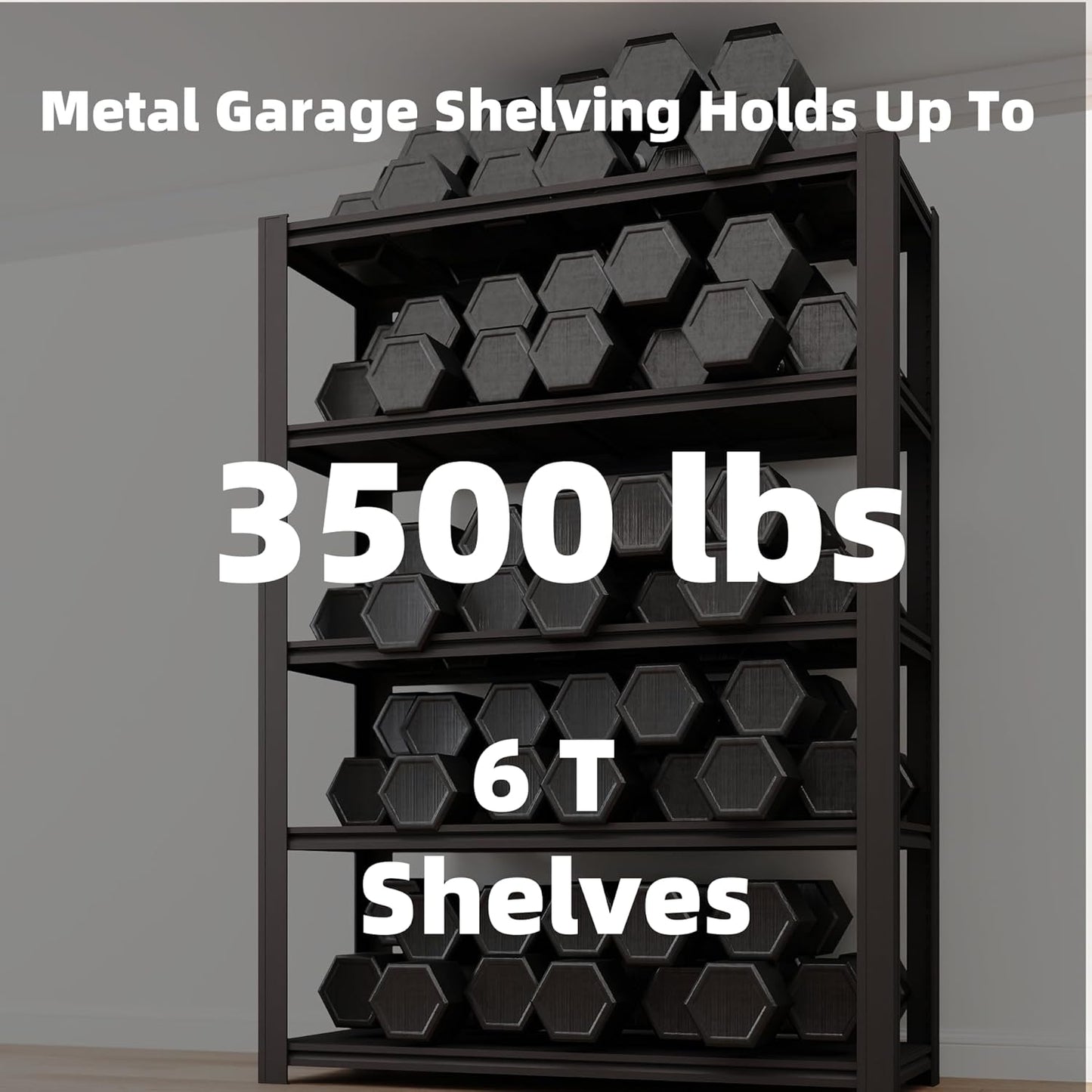 6-Tier 55" W x 24" D x 84" H Garage Shelving 3500LBS Storage Shelves Heavy Duty Metal Shelf Unit Adjustable Basement Industrial Storage Racks (6T-84 * 55 * 24)