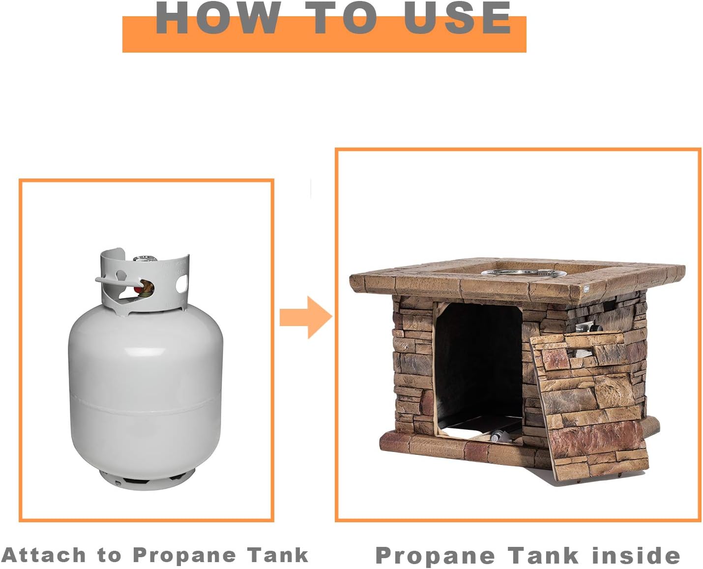 COSIEST Outdoor Propane Fire Pit Table w Faux Brown Ledgestone 32-inch Square Fire Table, CSA Certified, 50,000 BTU Stainless Steel Burner, Free Lava Rocks, Fits 20lb Tank Inside