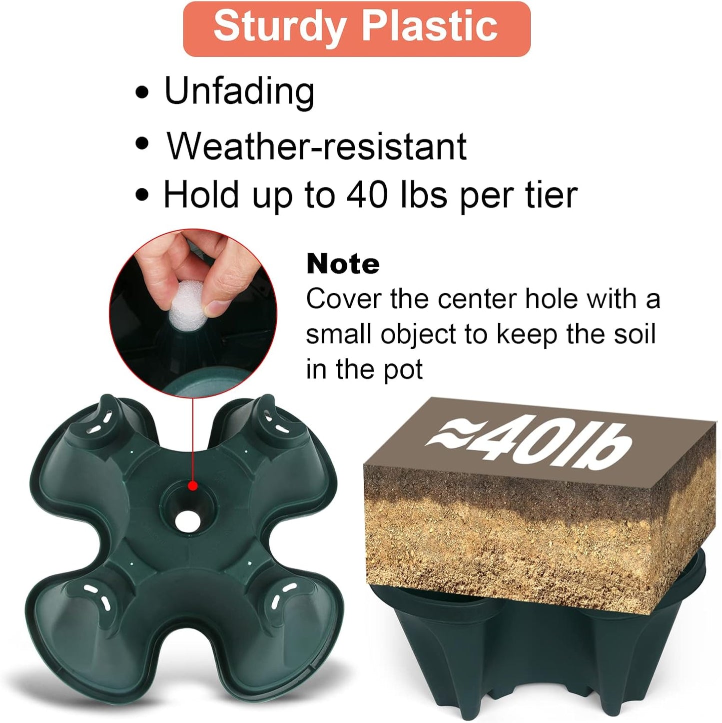 Vertical Planter 6 Tier Stackable Planters Garden Planters Strawberry Herb Flower and Vegetable Planter Indoor Outdoor Gardening Pots with Removable Wheels and Tools 2-Pack