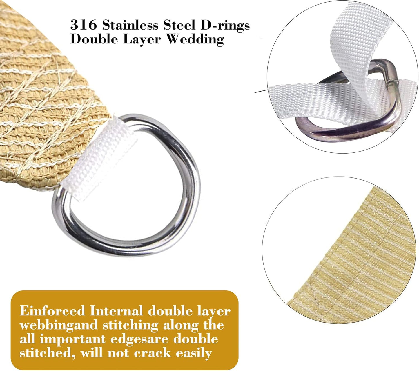 7' x 12' Beige Rectangle Sun Shade Sail SSP1212 Canopy Durable Fabric UV Block Awning,We Make Custom Orders