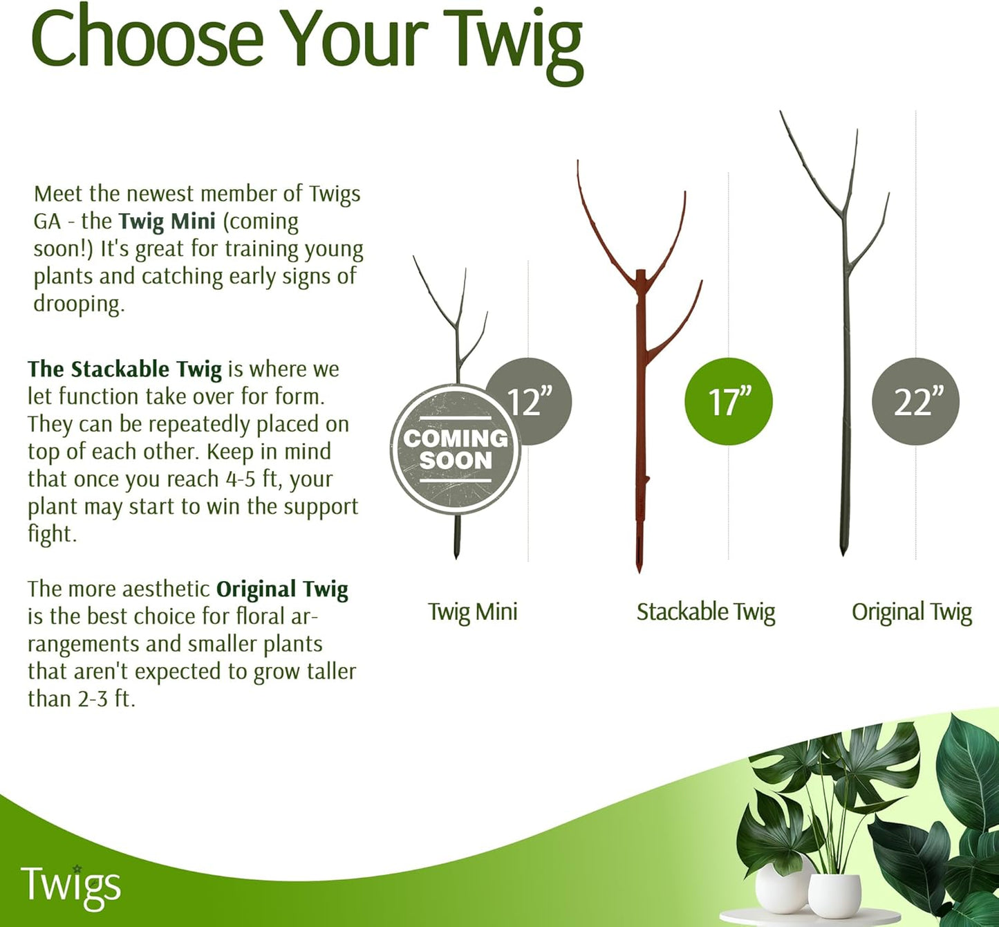 Stackable Plant Support Stakes, Stem Holder Structures for Indoor & Outdoor Use, Garden Accessories for Climbing & Potted Plants, Trellis Alternative - Begonia Red, 3 Pack, 17" L