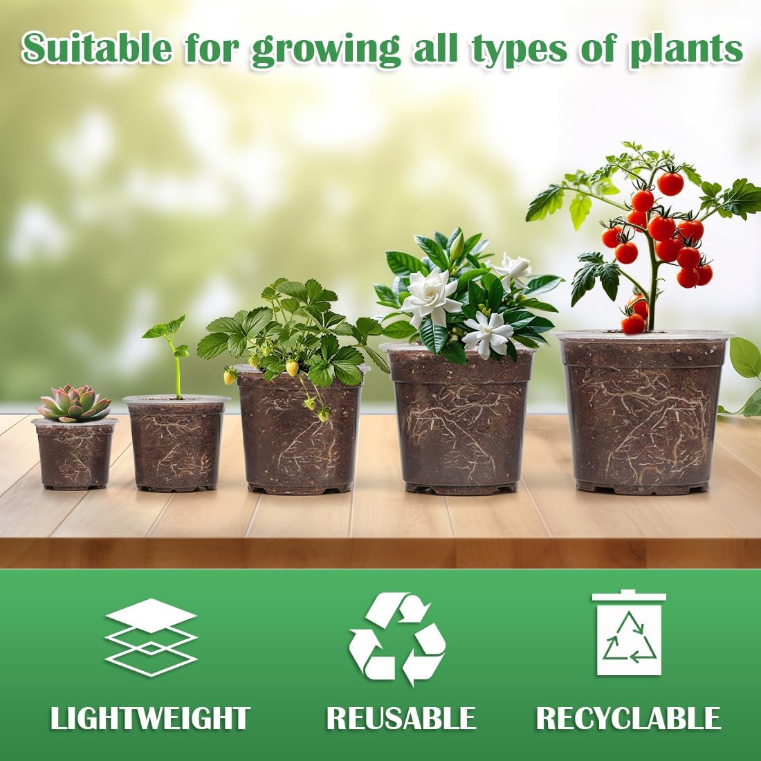 30 Pack 7/6/5/4/3 Inch Clear Nursery Pots for Plants, Flexible Plastic Plant Pots with Drainage Holes, Transparent Seed Starter Pots Variety Pack for Succulents, Seedlings, Flowers, Vegetable