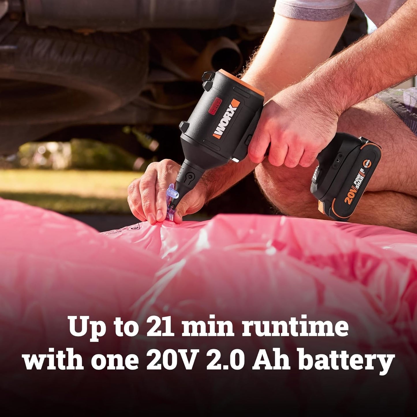 WORX Cordless Blower/Inflator, 20V 39 CFM 470 MPH Brushless High Speed Portable Dust Cleaner for Workshop, Lawn, Yard, Home, Lightweight Handheld Blower, Tool Only, PowerShare