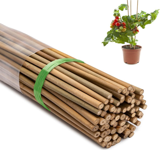 120 Pcs 18 inches Garden Stakes for Plants, Natural Bamboo Sticks for Indoor and Outdoor Climbing Plants Support