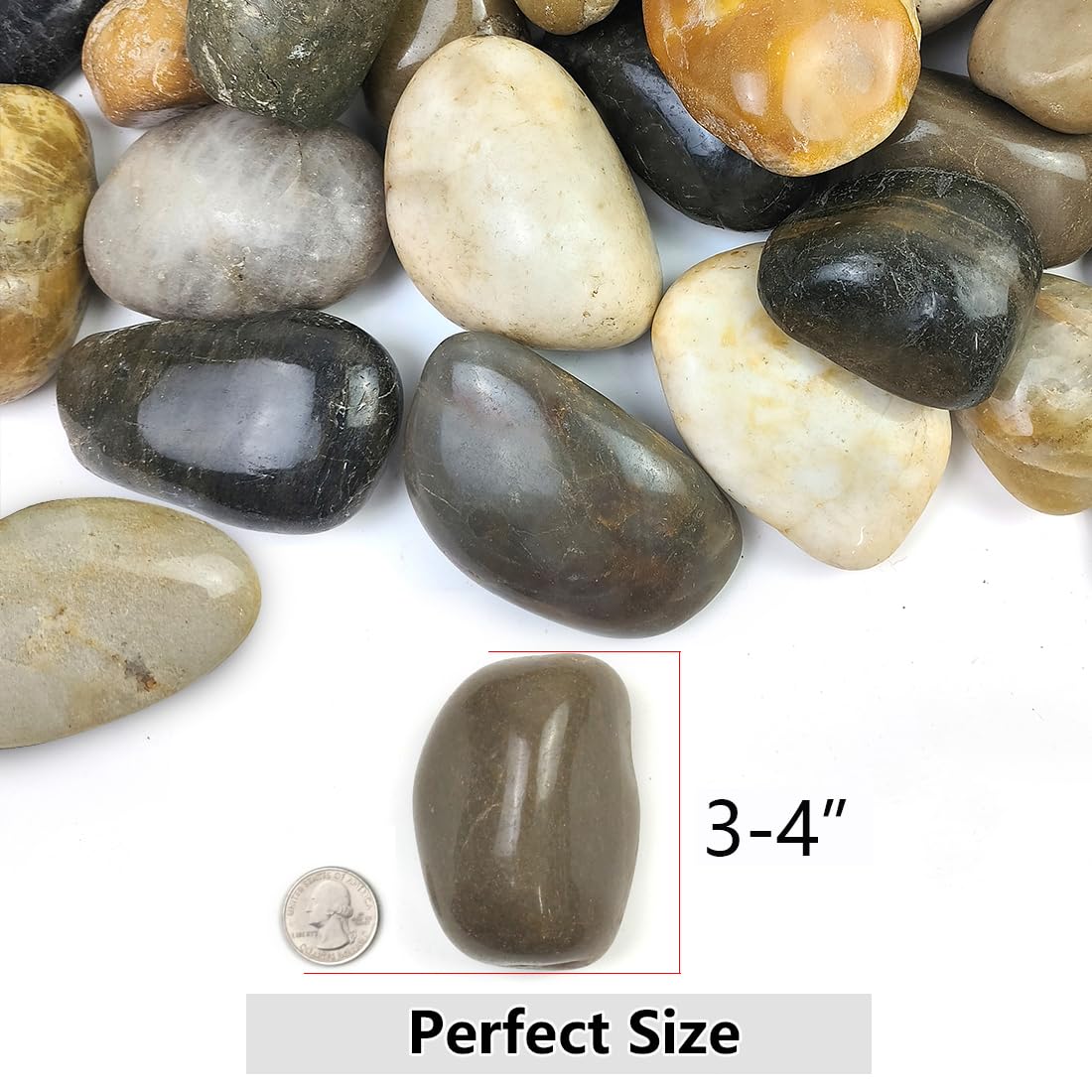 20lbs Large River Rocks for Landscaping, 3-4" Decorative Pebbles for Garden Design, Hand-Picked Smooth Stones for Fish Tank, Flower Pots, Indoor Water Fountains, Pathways, Backyard, Mixed Color