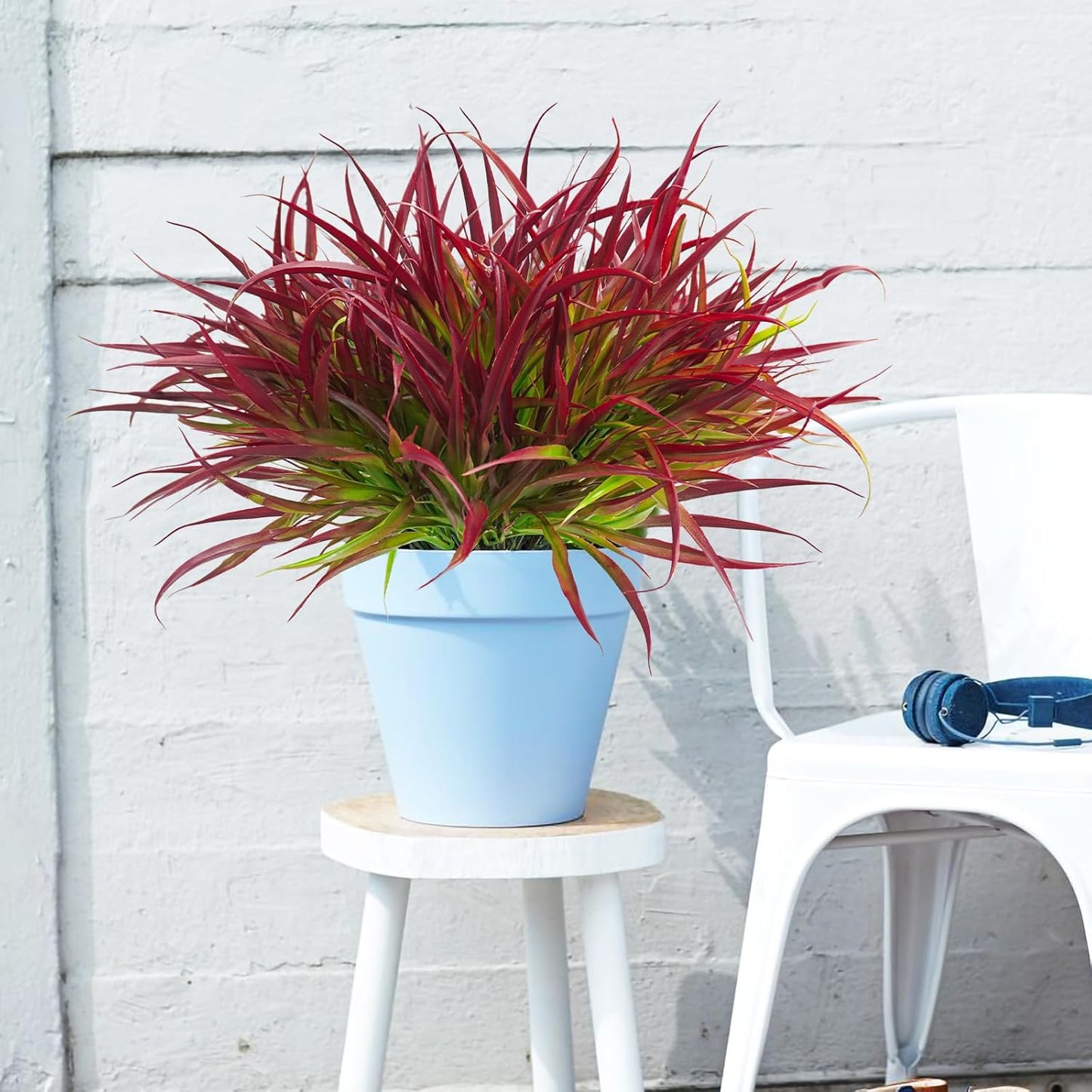 Uieke 28 Bundles Artificial Outdoor Plants UV Resistant Fake Grass Plants Faux Plastic Plants Greenery Shrubs for Home Garden Pathway Window Box Front Porch Summer Fall Decor, Deep Red