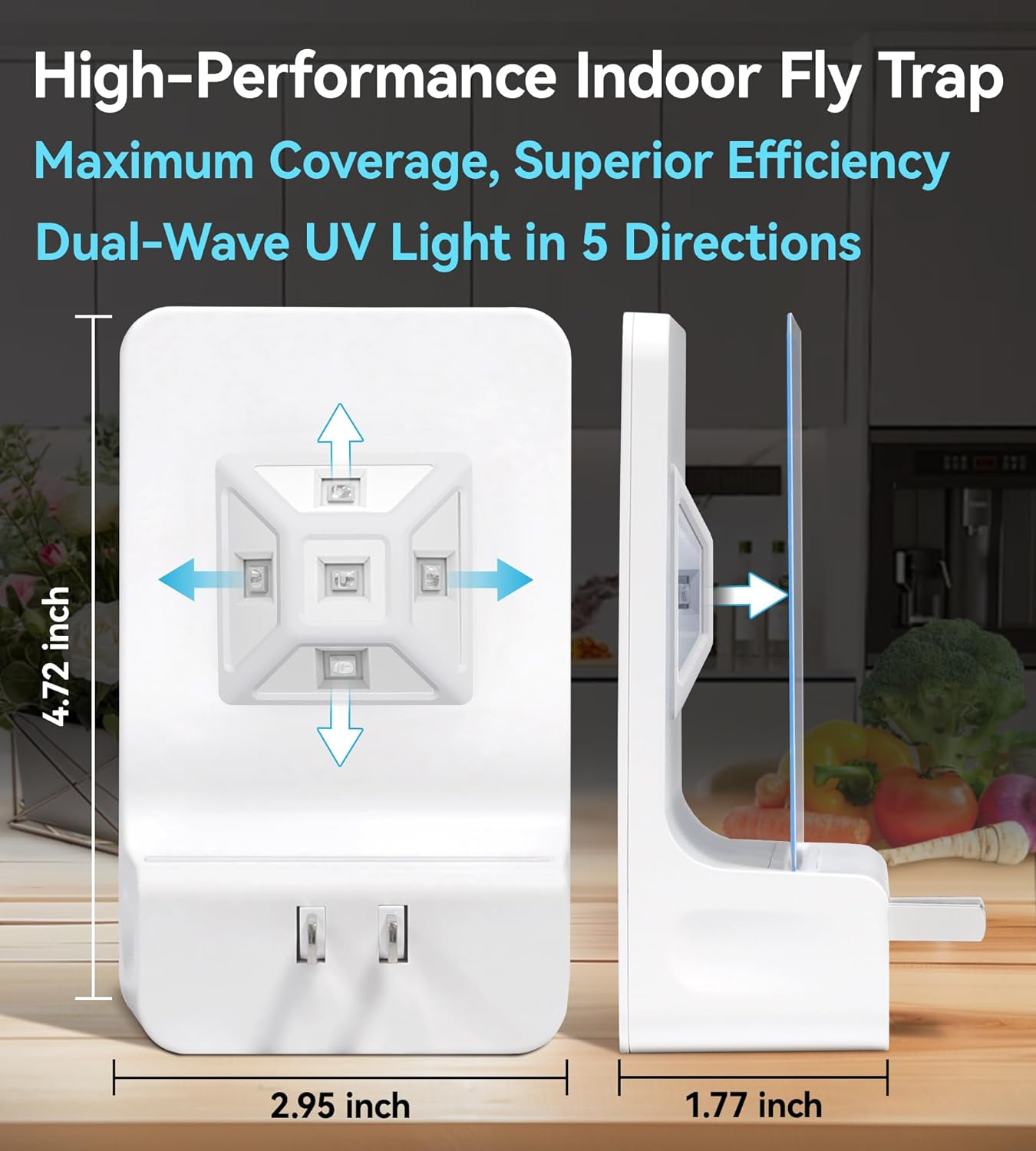 Innovative Double-Sided Flying Insect Trap for House Indoor, Plug-in Light Bug Catcher Killer for Flies, Fruit Fly, Gnats, Mosquito, Moths, Best Home Sticky Traps (2 Devices 6 Cards)