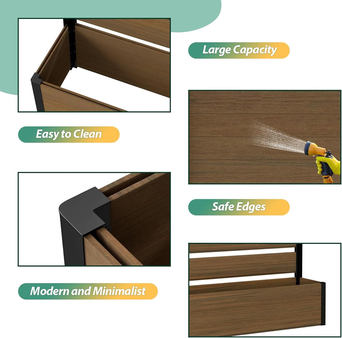 Vertical Screen Planter Bed - Raised Garden Box with Trellis for Climbing Plants, Durable Privacy Fence Planter for Outdoor, Patio, Deck Aluminum Frame, Brown