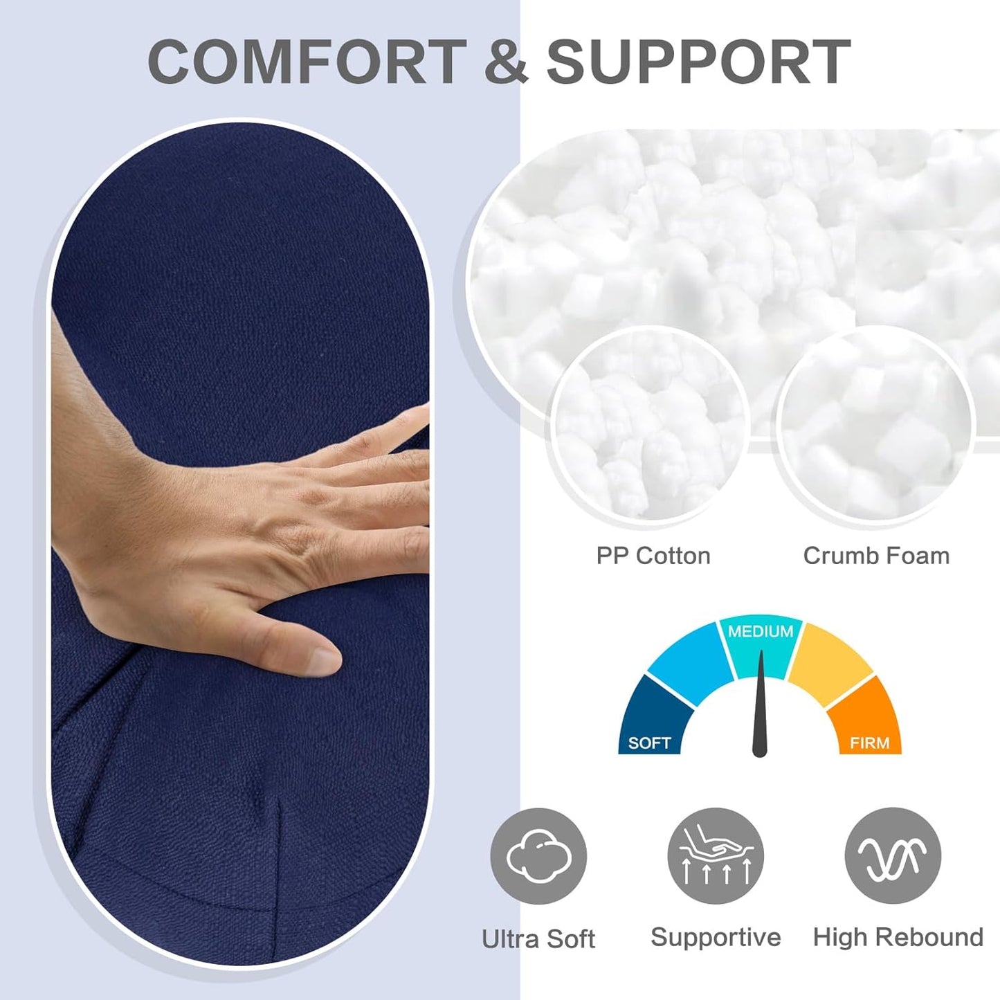 Aoodor 19" x 19" x 5" Tufted Outdoor Chair Cushions, Water Resistant & Fade Resistant Polyester Dining Chair Pads with 2 Straps for Patio Furniture, Set of 4