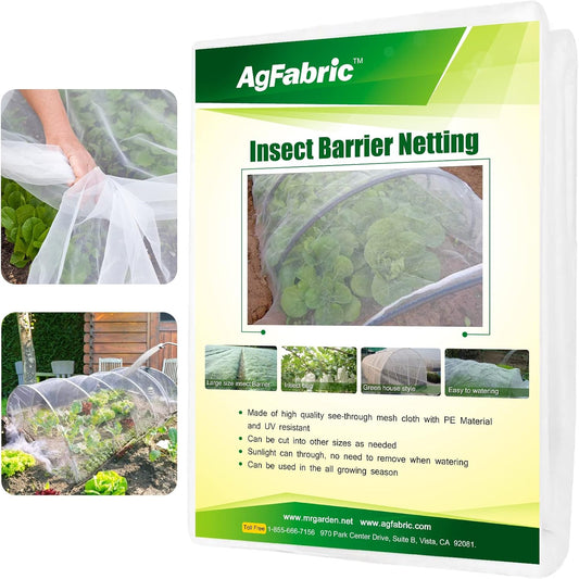 Agfabric Garden Netting 16'x25' Insect Pest Barrier Bird Netting for Garden Protection,Row Cover Mesh Netting for Vegetables Fruit Trees and Plants,White