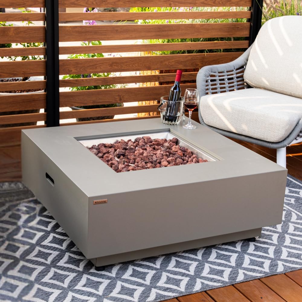 Ashton 36” Propane Fire Pit Smokeless Firepit Outdoor Gas Fire Pit for Outside Patio Firepit Table Includes Rain Cover Converter Kit Lava Rocks Lid CSA Certified