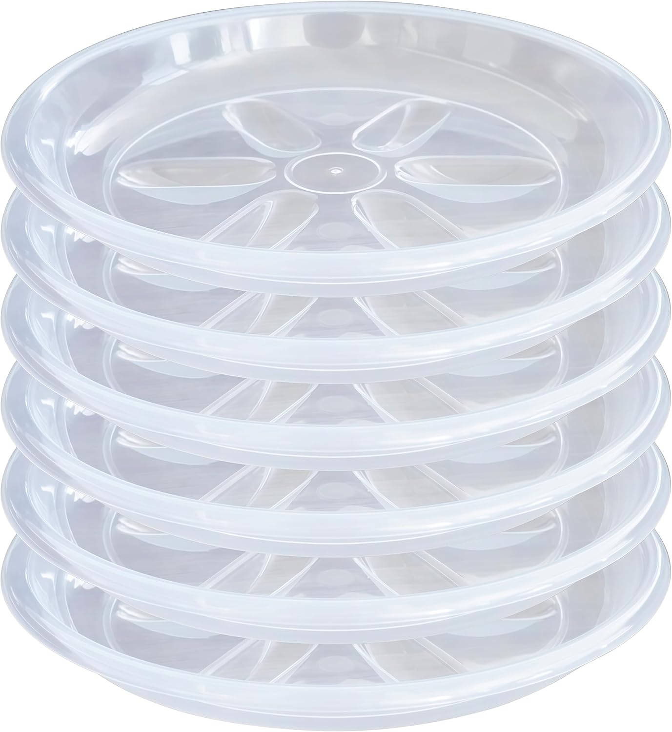 6 Pack of Plant Saucer 8 inch, Heavy Duty Clear Plastic Plant Saucers, Round Plant Drip Trays for Indoors Outdoor, Plant Water Tray for Planters