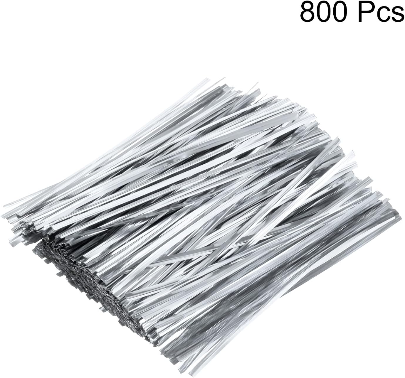 HARFINGTON 800pcs Bag Twist Ties 6" Reusable Plastic Metallic Twist Ties Wire Cable Ties for Party Bread Candy Cake, Silver