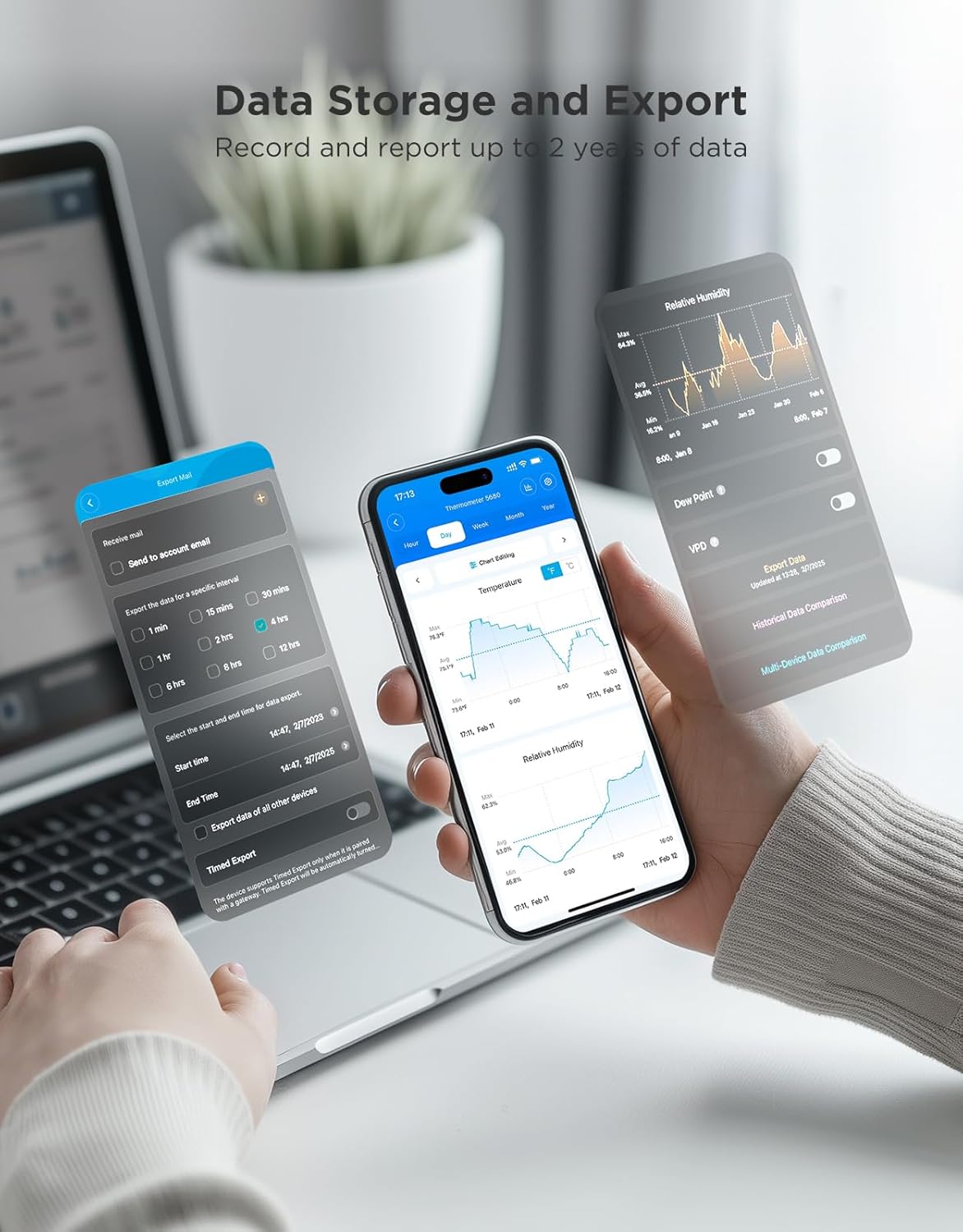 GoveeLife 262ft Bluetooth Hygrometer Thermometer H5110, Mini Humidity Temperature Sensor with App Notifications, 2-Year Free Data Storage Export, for Bedroom, Wine Cellar, Basements