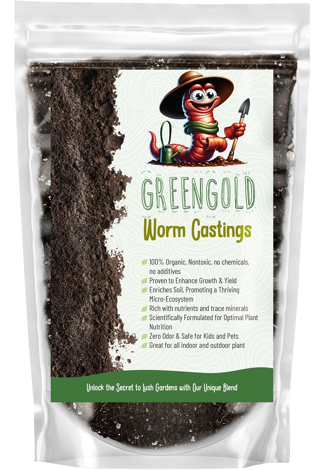 Organic Worm Castings Premium Worm Castings Fertilizer for Nutrient-Rich Soil and Healthy Growth (1 Quart)