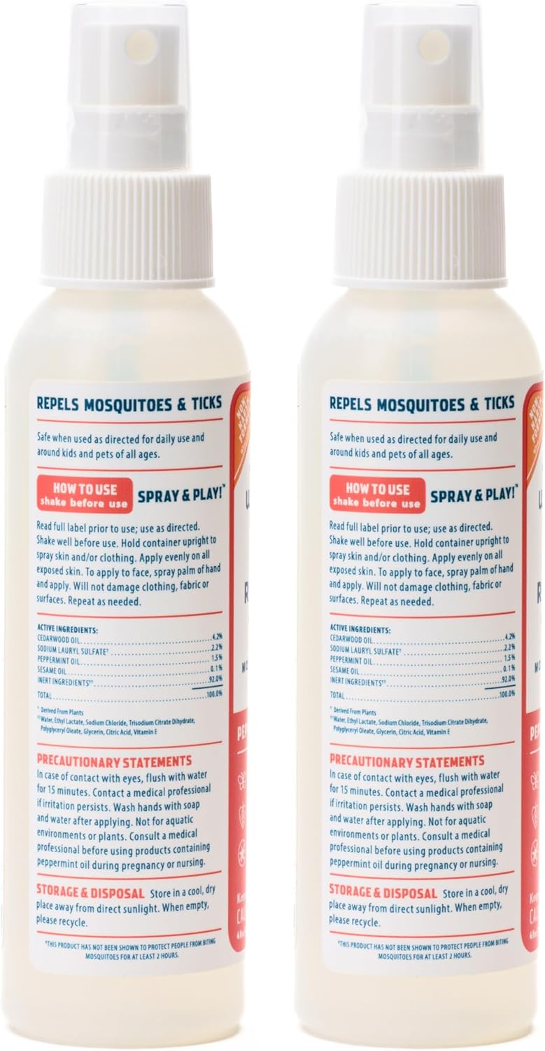 Wondercide - Mosquito, Tick, and Insect Repellent with Natural Essential Oils - DEET-Free Bug Spray and Killer - Safe for Family - Peppermint 2-Pack of 4 oz Bottle