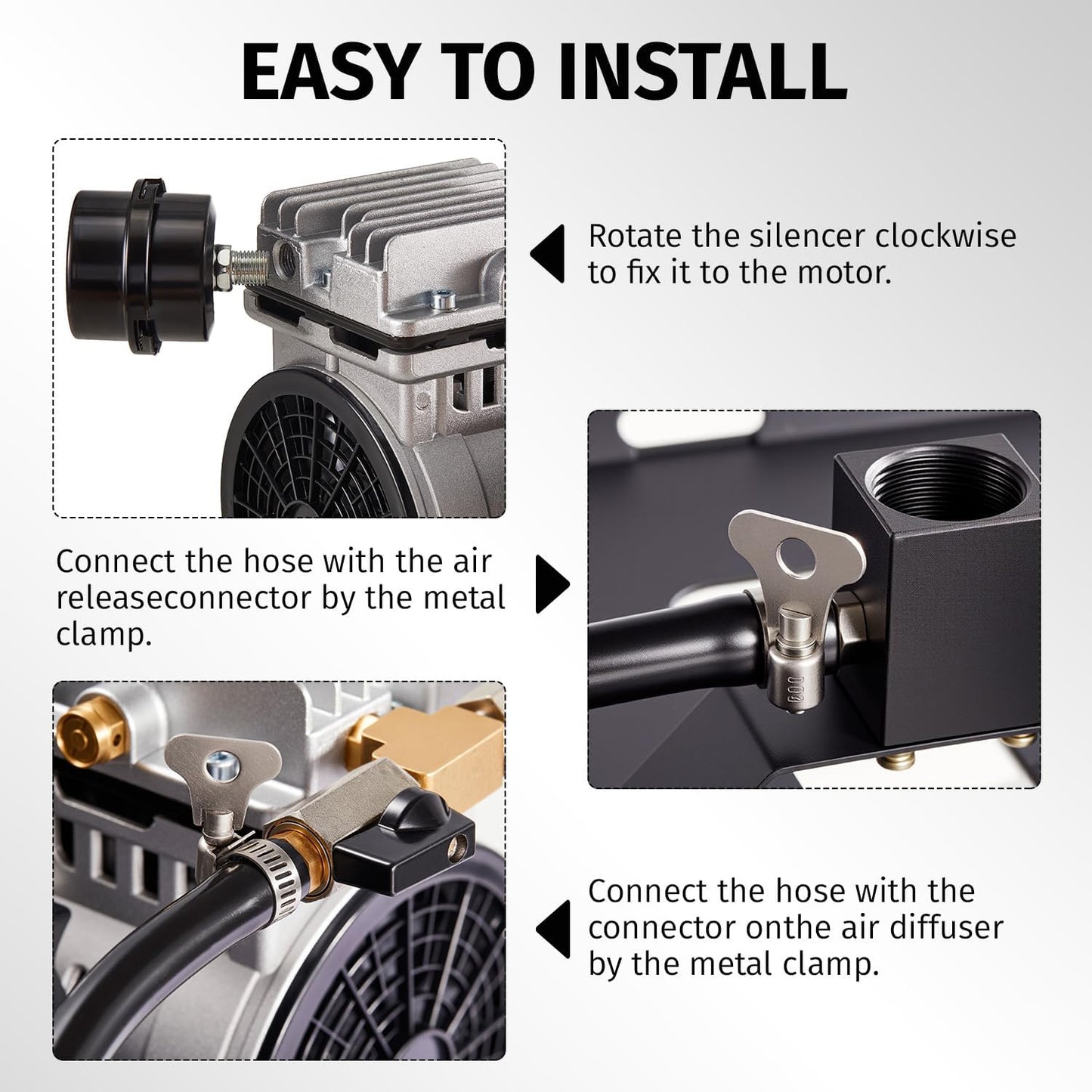 Pond Aeration Pump,550W Power 5.2CFM for Up to 3 Acre with Timer,3/4 HP Compressor