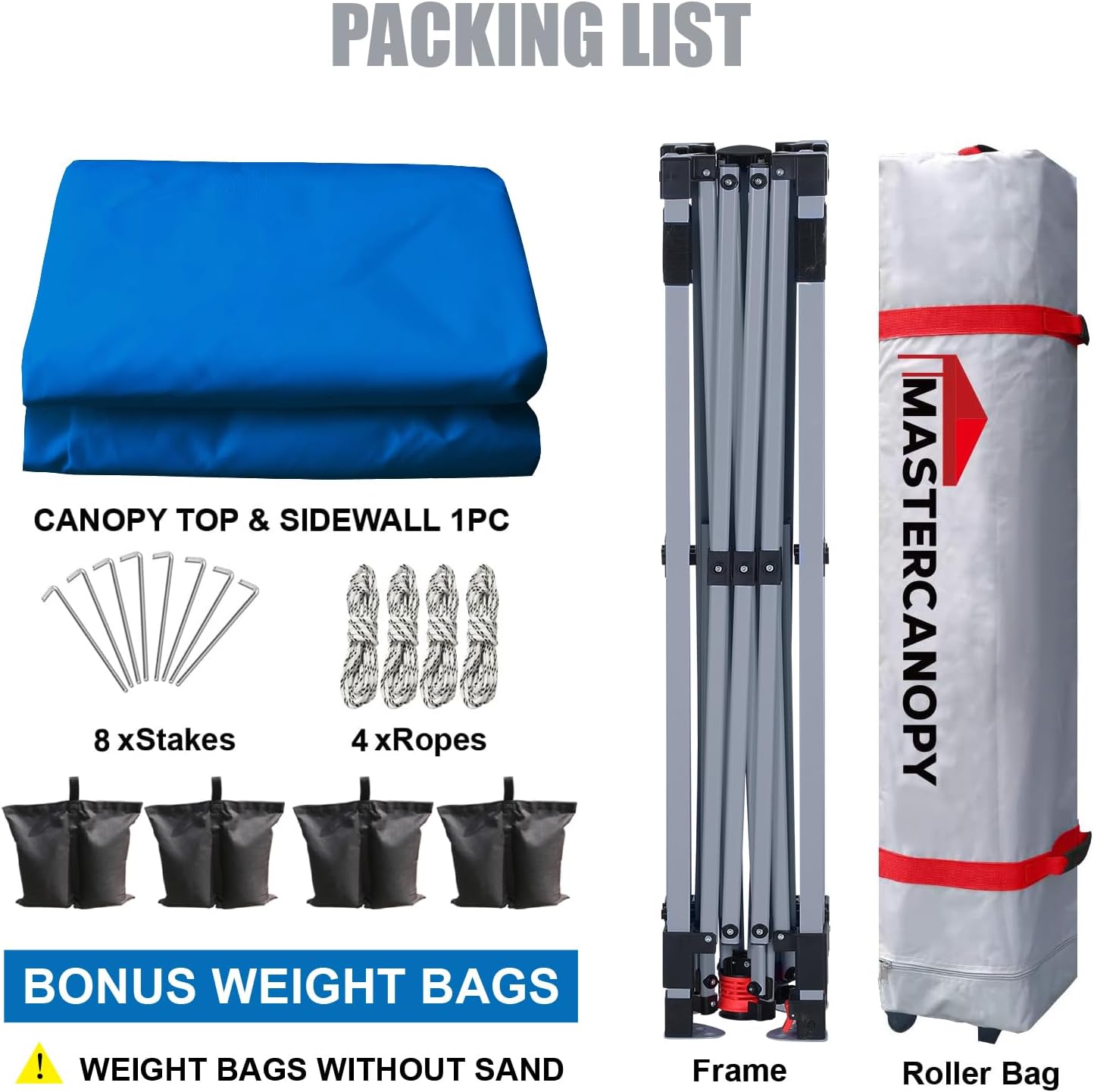 MASTERCANOPY Durable Pop-up Canopy Tent with 1 Sidewall (6.6'x6.6',Blue)