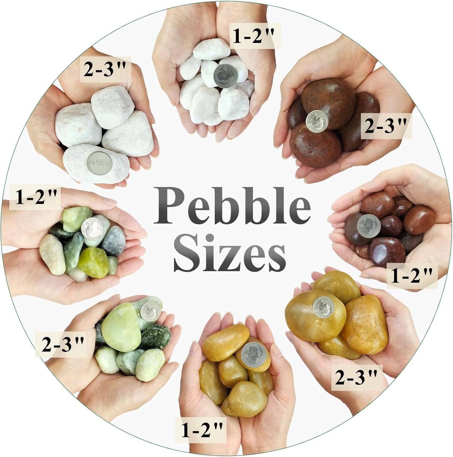 5 lbs Yellow River Rocks, 2-3 Inch Large Pebbles for Indoor Plants, Decorative Rocks Stones for Landscaping, Vases, Aquariums, Fountains, Pathways, Backyard and Garden