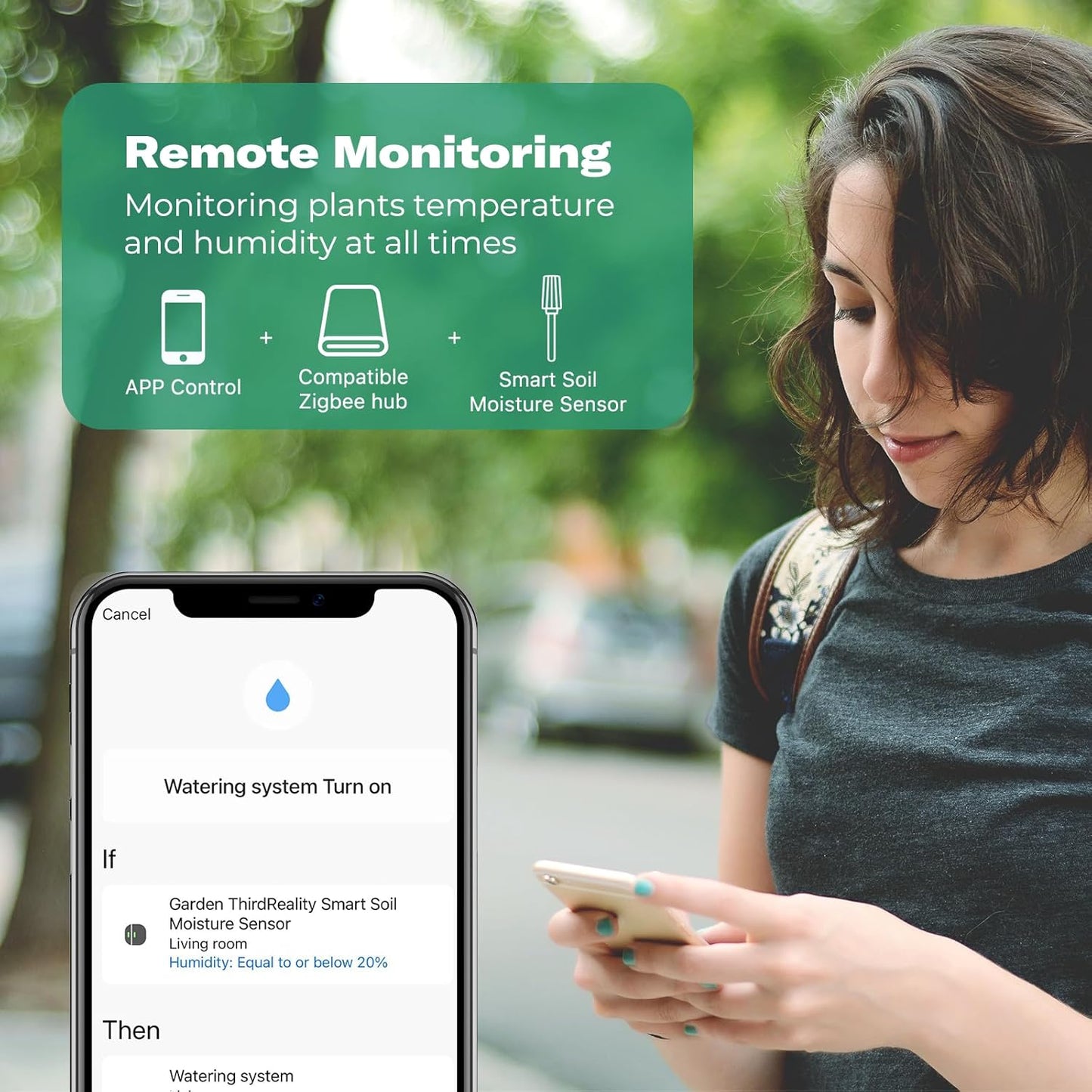 THIRDREALITY Smart Soil Moisture Sensor,Zigbee hub Needed,Accurate Measure,Capacitive Probe,Moisture/Temperature Meter for Garden Planting,Compatible with Homey,Hubitat, SmartThings,Home Assistant