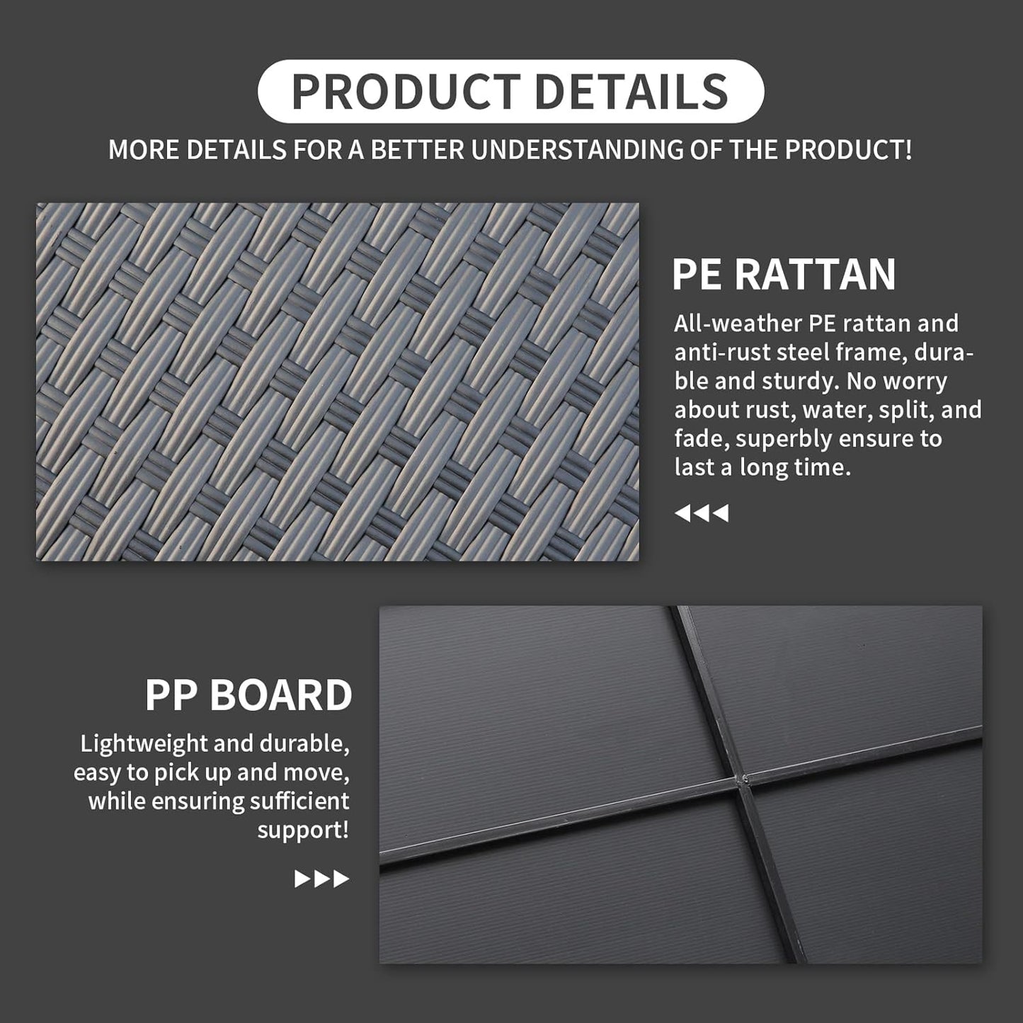 Rattaner Patio Coffee Table with Storage Wicker Outdoor Coffee Table and All-Weather Wicker Side Table with Waterproof Cover, Black