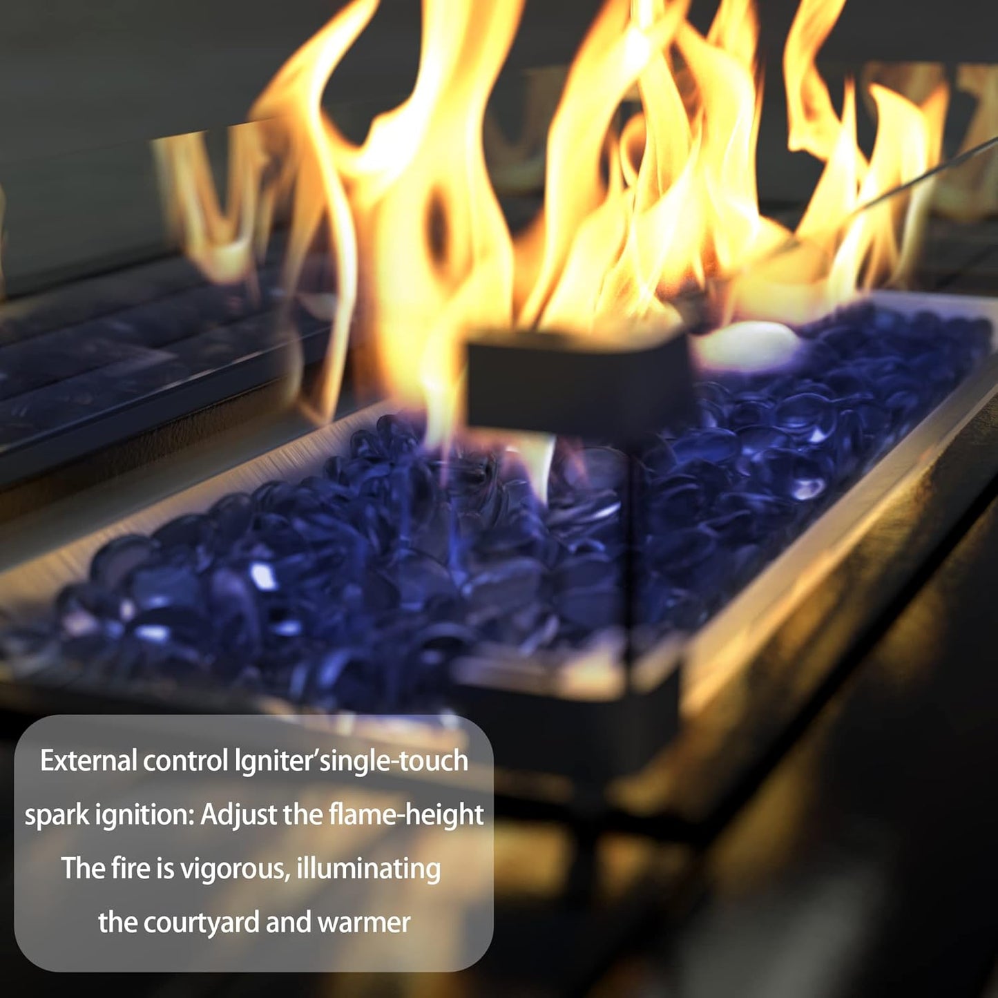 Kurapika Propane Fire Pit Table 43 Inch 55,000 BTU Auto-Ignition, CSA Certification Outdoor Rattan Gas Fire Pits with Slide Out Tank Holder, Outdoor Fire Tables Wider Desktop, Windshield and Lid