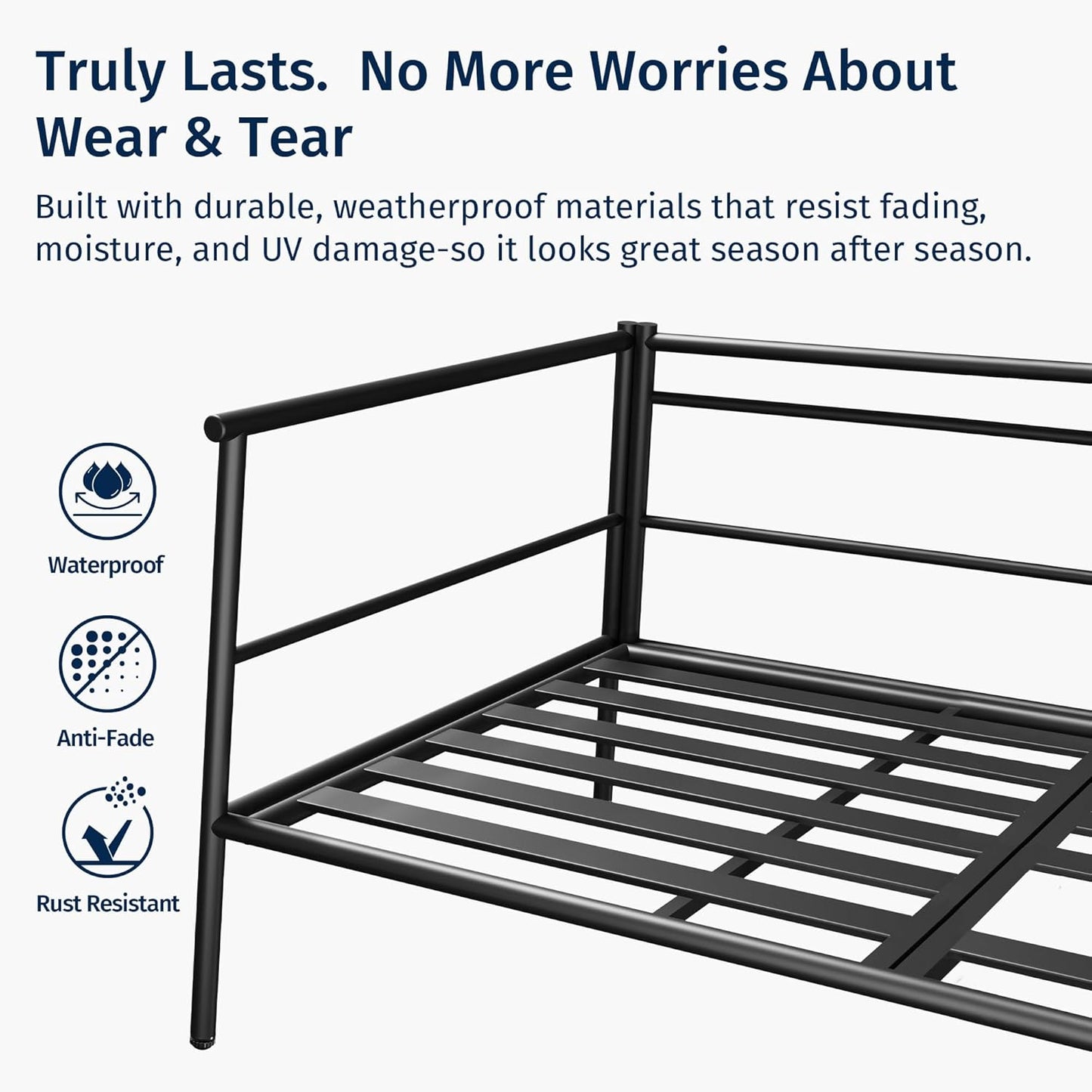 EAST OAK Life Chatter Outdoor Patio Furniture | Outdoor Sofa 3 Seats with Waterproof Thick Cushions | Deep Seating Modern Patio Sofa for Garden, Porch, Balcony & Backyard | Misty Grey