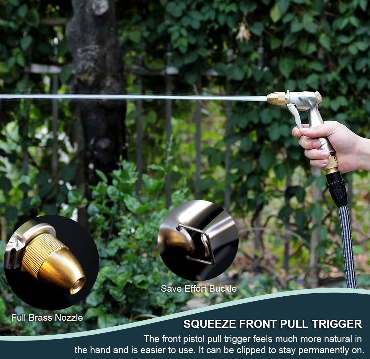 ESOW Garden Hose Nozzle, 100% Heavy Duty Metal Spray Gun with Full Brass Nozzle, 4 Watering Patterns Watering Nozzle- High Pressure Pistol Grip Sprayer for Watering Plants, Car Wash and Showering Dog