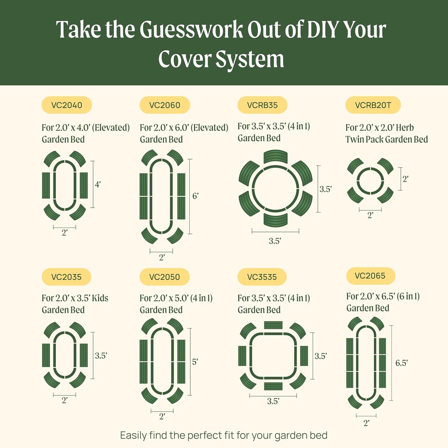 Vego garden Cover System for 3.5' x 3.5' (4 in 1) Garden Bed