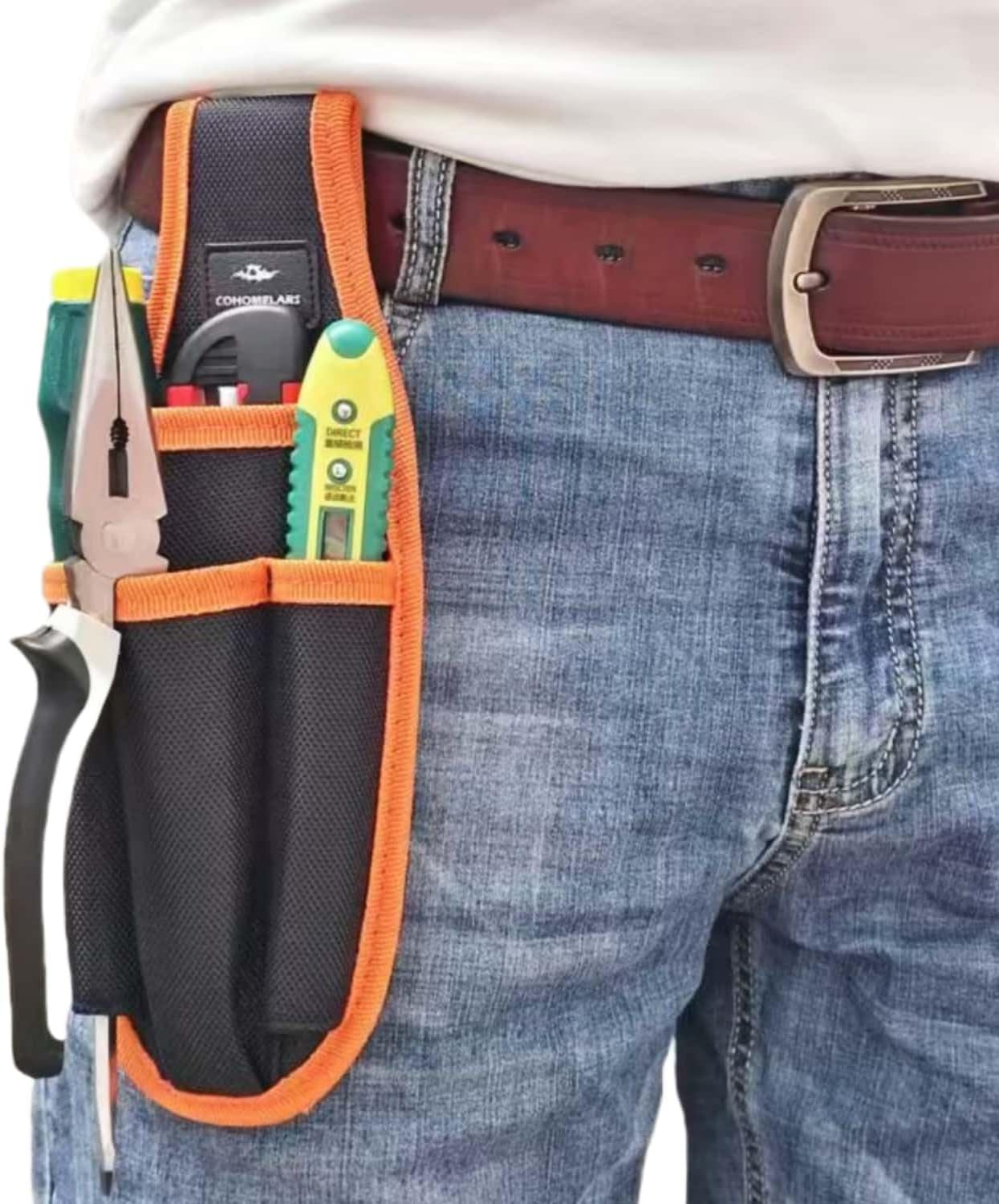 Small Tool Pouches with Belt Clip,Electrician Tool Bag,Tool Pouch for Belt,Tool Organizer Holster with 4 Pockets