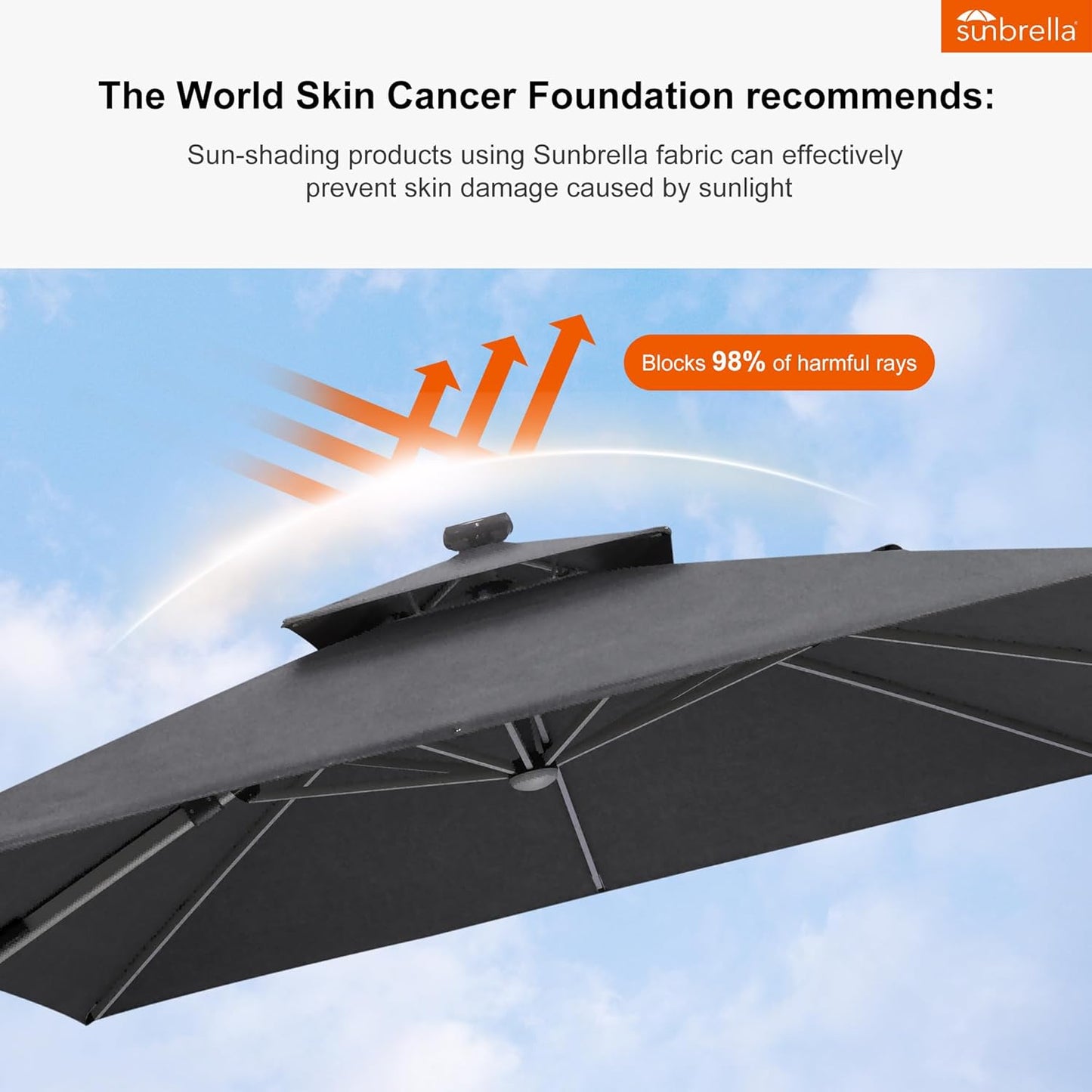 PURPLE LEAF 9' X 12' Solar Powered LED Patio Large Umbrella Offset Double Top Hanging Umbrella Outdoor Market Umbrella for Garden, Slate Gray