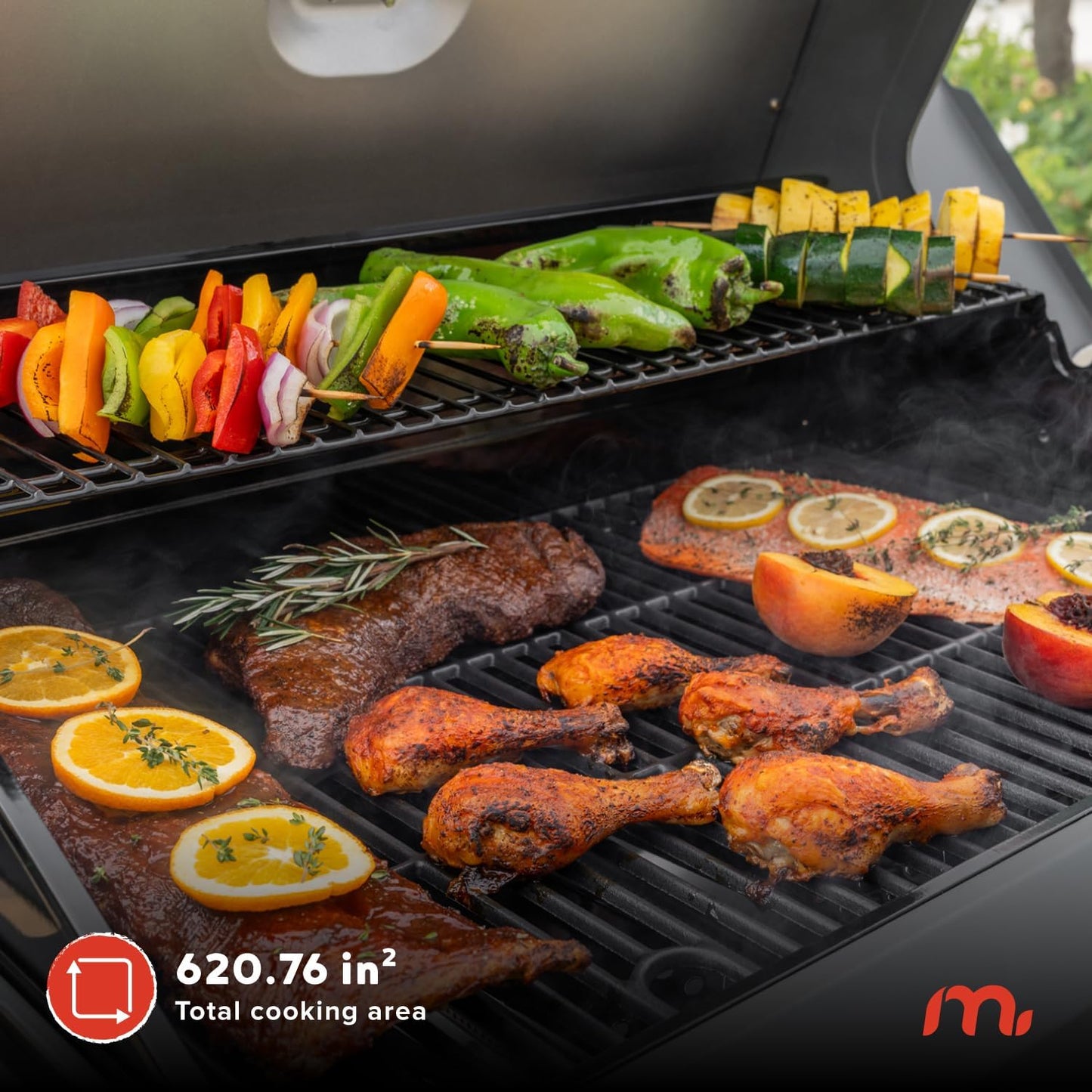 5-Burner Gas Grill with Side Burner, 66,000 BTUs, 753 SQ. In. Cooking Area, 2 Wheel Transport, Propane BBQ Grill with for Outdoor Cooking, Patios, and More - 720-1095