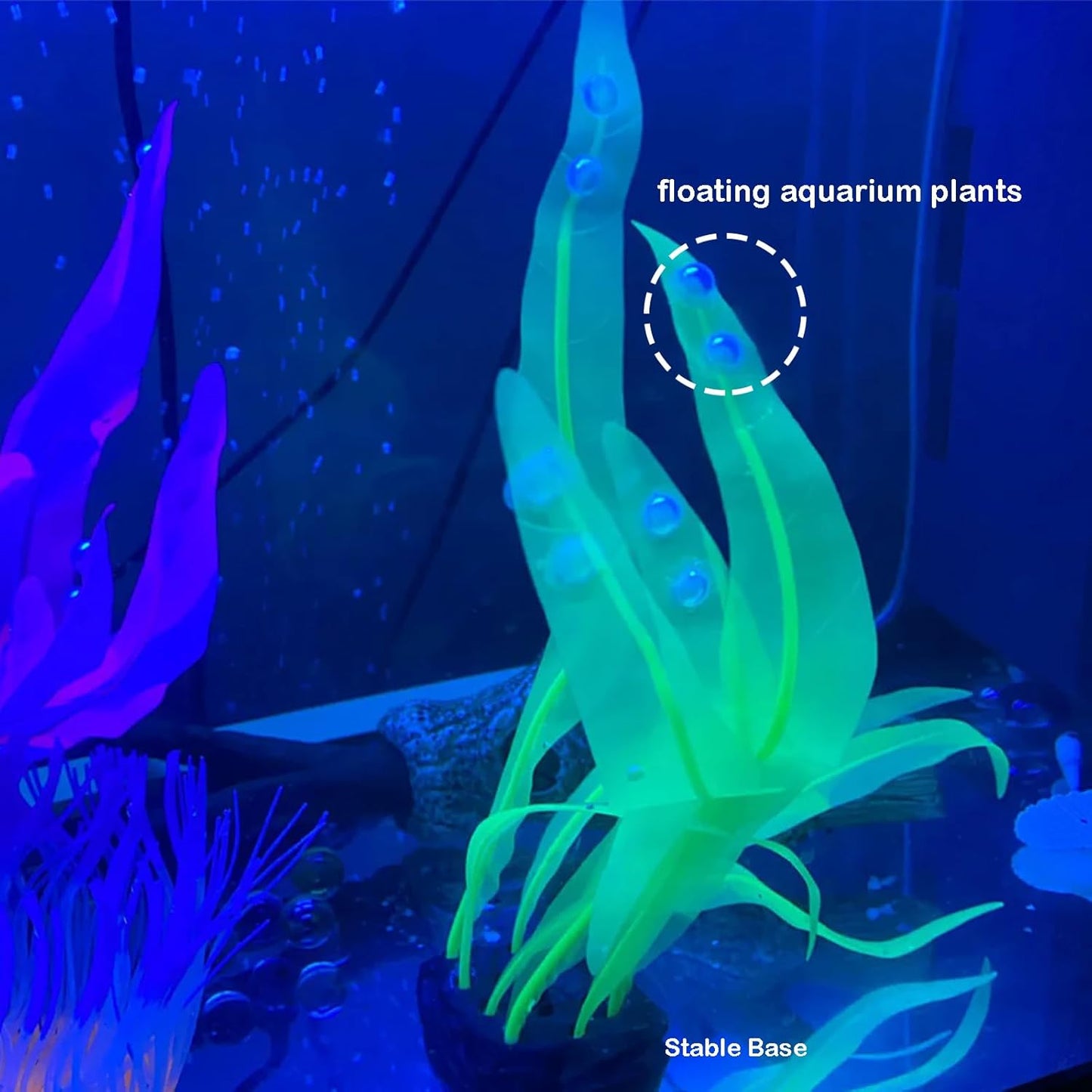 3Pcs Soft Silicone Aquarium Plants Set Glowing Kelp Fish Tank Plants Decor Artificial Green Aquarium Plant Simulation Artificial Water Grass for Fish Tank,7.08in9.84in16.9in
