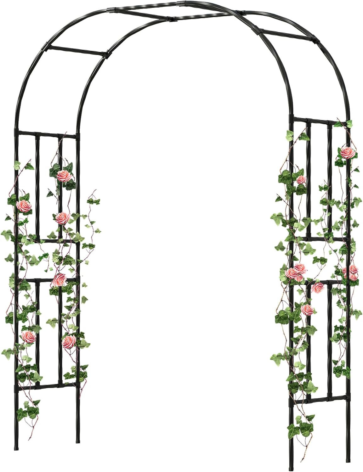 Twira Garden Arch Trellis, 7.9FT(240cm) Metal Garden Arbor Trellis for Climbing Plants Outdoor, Large Wedding Arch for Ceremony, Black Archway Trellises Decoration for Lawn, Patio, Backyard
