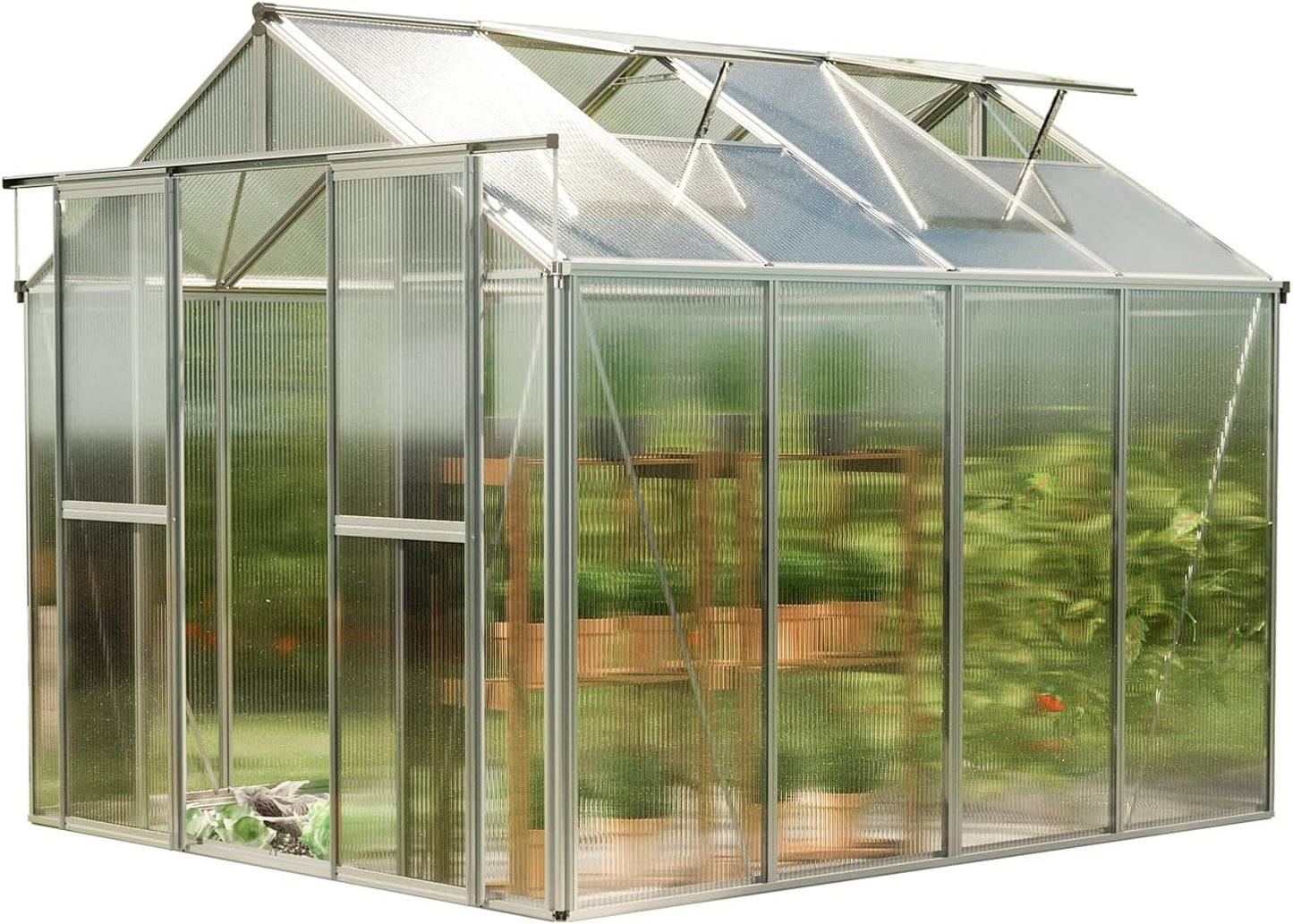 Greenhouse Saphir 4 Aluminum Frame 8.5 x 8.5 ft with Approx. 8 mm Polycarbonate Panels