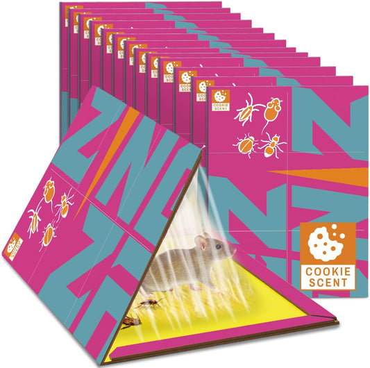 Mouse Trap Glue Board 13-Pack, 3X Faster Catch with Built-in Cookie Scent, Sticky Trap for Crawling Pests, Rats & Mice, Extra Heavy & Sticky, Biodegradable, Indoors Home & Commercial