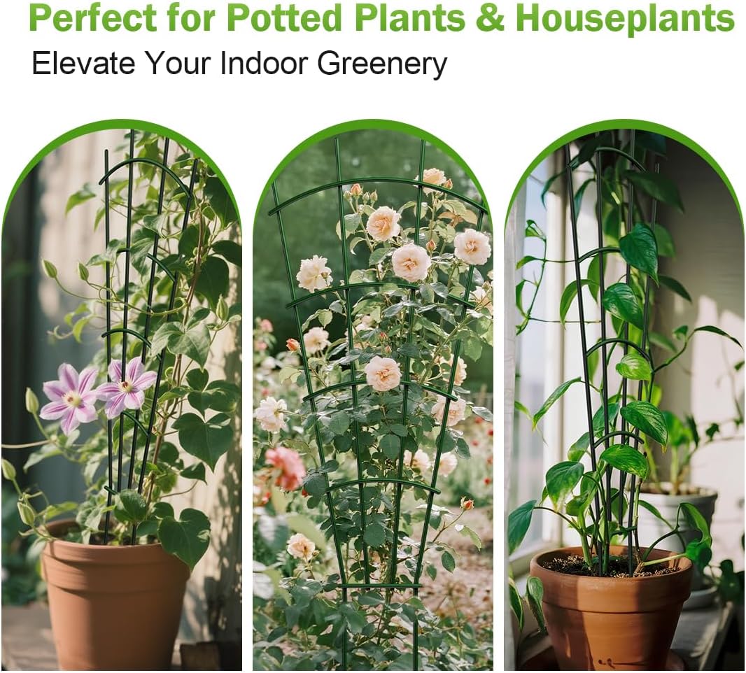 6-Pack Metal Trellis for Potted Plants, 32" Heavy Duty Garden Trellis for Climbing Plants, Rustproof Powder Coated Indoor/Outdoor Trellis for Climbing Vines, Flowers, Houseplants