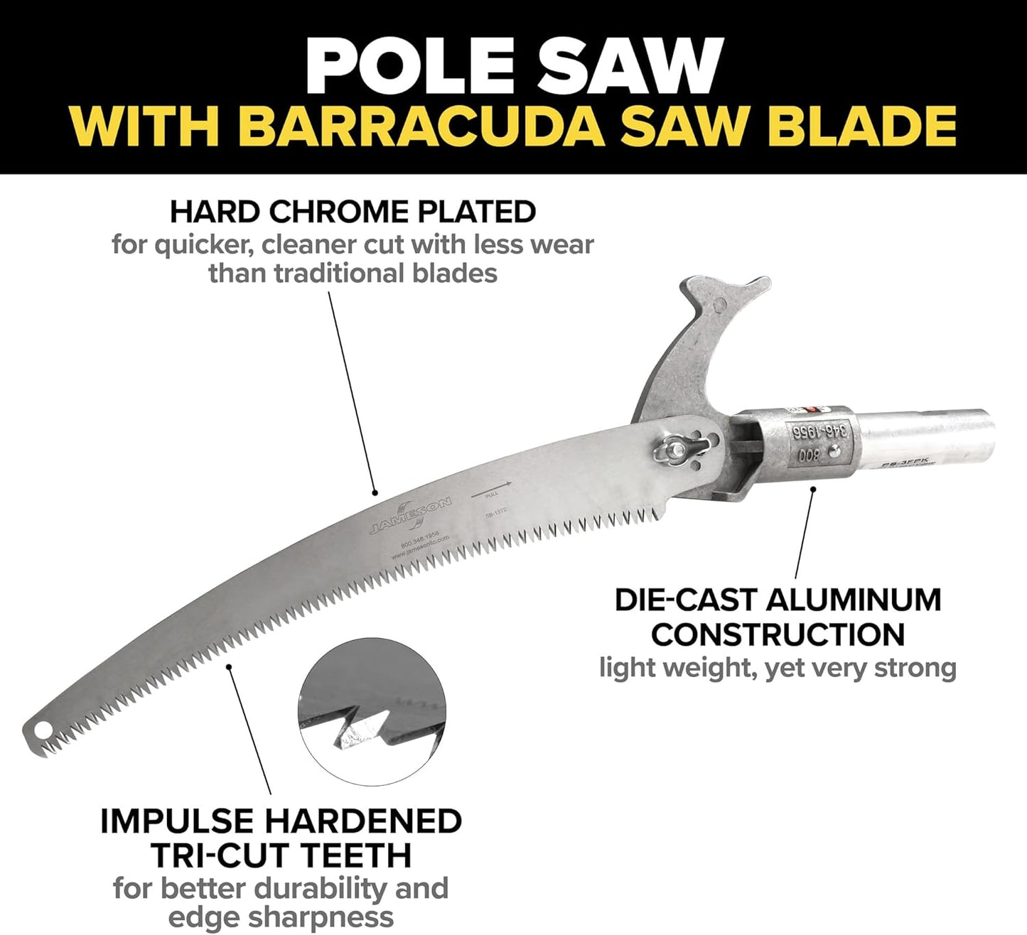 Jameson FG-6PKG-7 FG-Series Manual Pole Saw and Tree Pruner with Two 6-Foot Fiberglass Poles