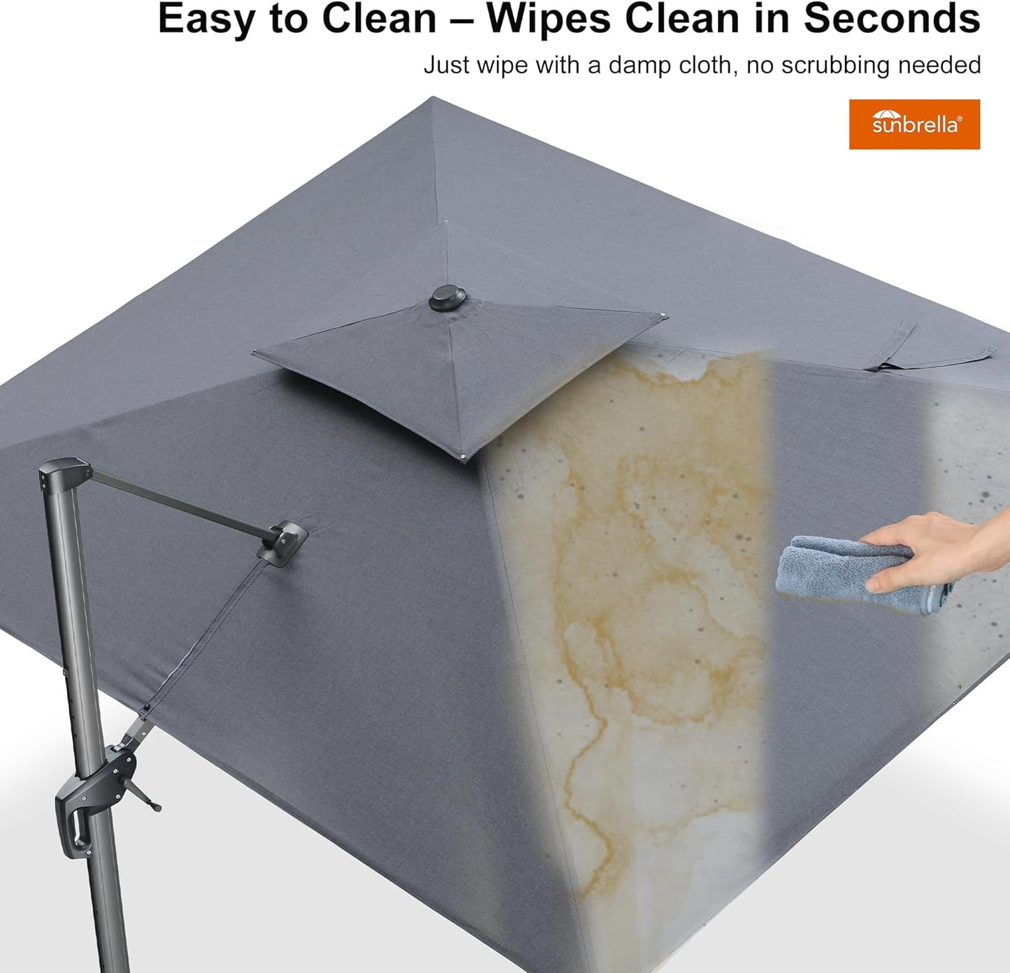 PURPLE LEAF 10 Feet Cantilever Umbrella Outdoor Double Top Large Hanging 360-degree Rotation Square Offset Umbrella for Patio Deck Pool Garden Backyard Cast Slate