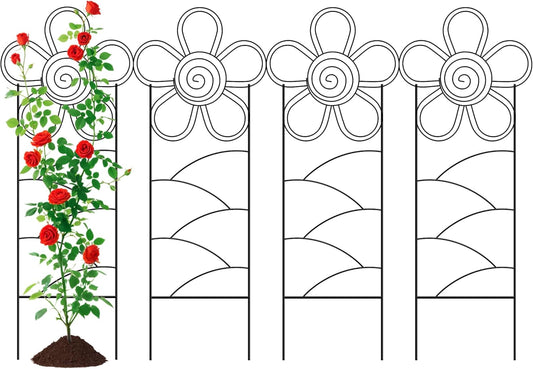 Arifaro Metal Garden Trellis 56″High (Pack of 4) Plant Trellis for Climbing Plants, Outdoor/Indoor Sturdy Plant Trellis for Climbing Vines, Flowers & Garden Plants (Floral)