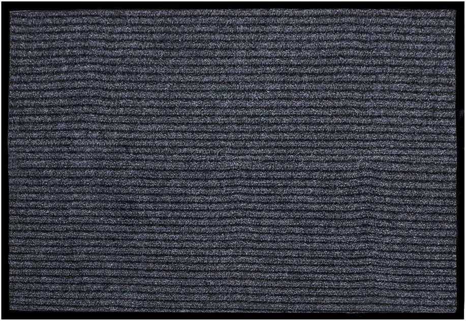 Fani Heavy Duty Large Grey Striped Floor Door Mat - Waterproof Low Profile Home Rug with Anti-Skid Rubber Back (Gray, 23" x 35")