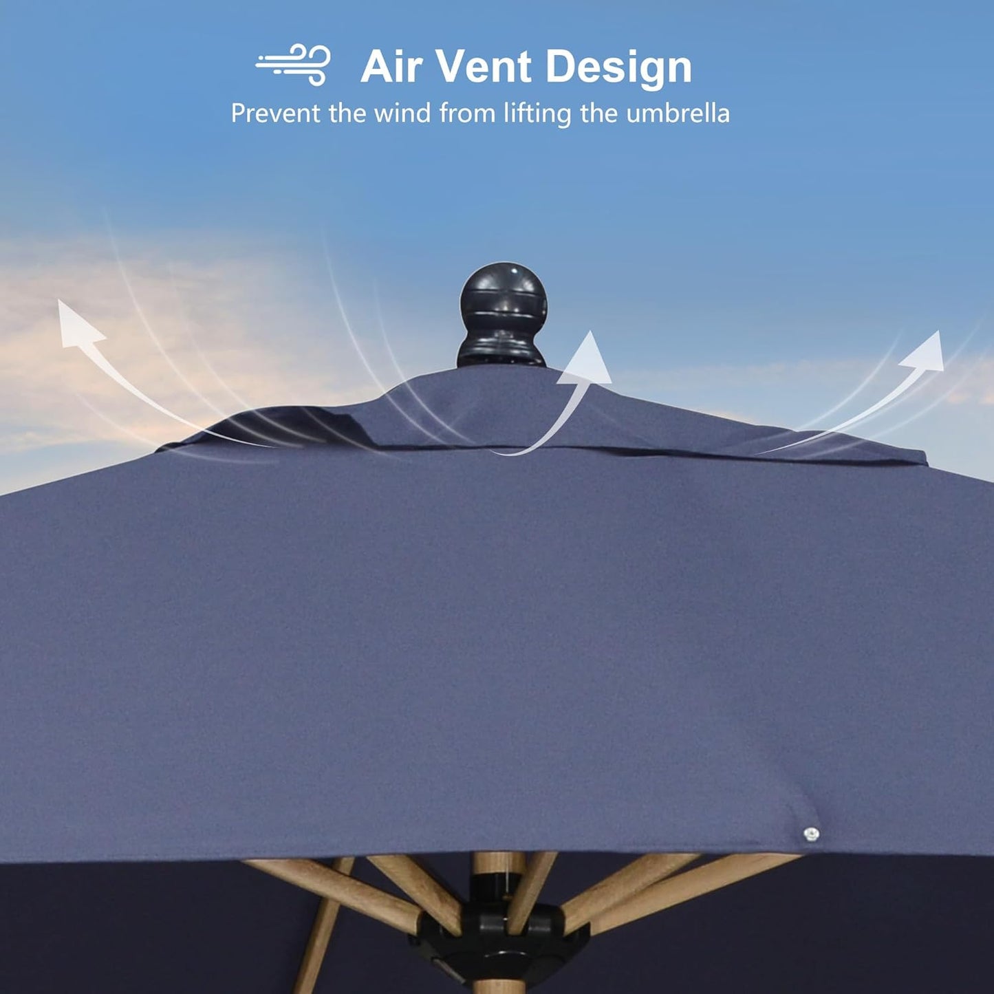 PURPLE LEAF 9' x 11.5' Patio Umbrella Outdoor Table Umbrella Rectangular Aluminum Market Umbrella with 8 Sturdy Ribs & Crank Outdoor Umbrellas for Garden Deck Patio, Navy Blue