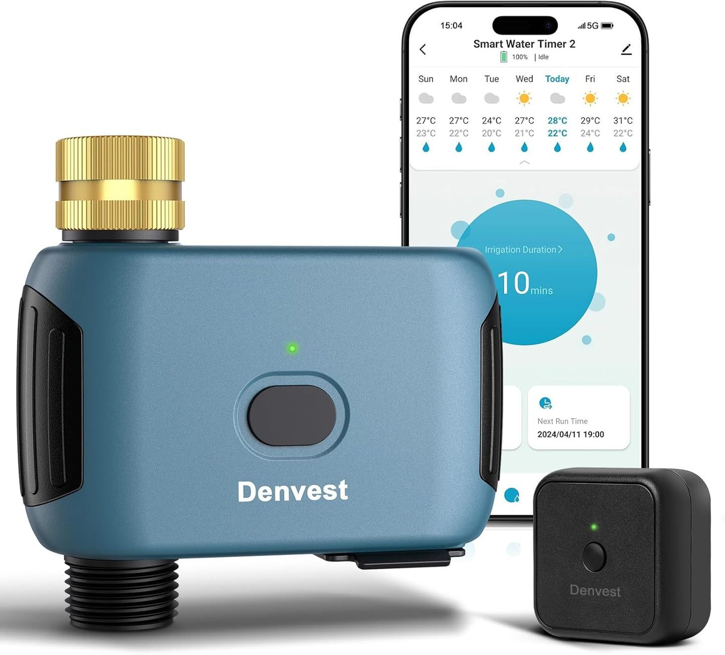 WiFi Water Timer with Brass Inlet, 1 Zone Smart Sprinkler Timer for Garden Hose Faucet, Hose Timers with WiFi Hub, Up to 20 Watering Plans, APP & Voice Control, Compatible with Alexa