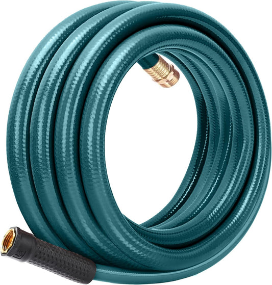 Worth Leader Garden Hose 3/4 in. x 25 ft. -No Kink, Flexible, Leakproof, Male/Female -Heavy Duty Durable 5 Layers PVC Rubber Lightweight Water Pipe for Gardening, Agriculture & Lawn Care -500PSI Burst