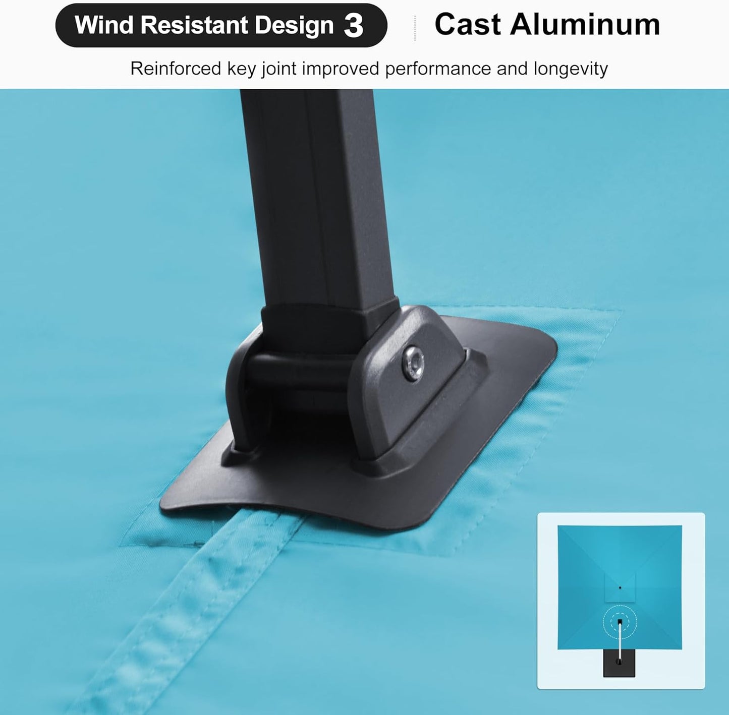 PURPLE LEAF 9' X 12' Patio Umbrella with Base Outdoor Rectangle Umbrella Large Cantilever Umbrella Heavy Duty Outdoor Market Umbrella for Garden Deck Backyard Pool Turquoise Blue