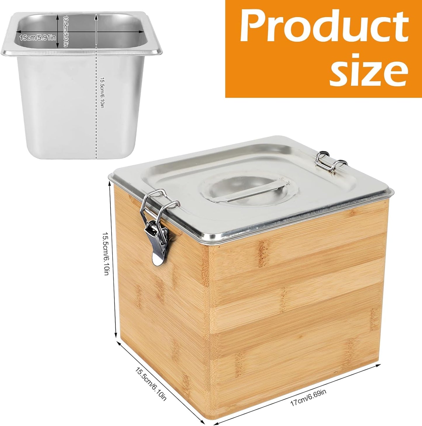 AQQHSAIN Compost Bin with Lid 0.8 Gal Countertop Compost Kitchen Scrap Indoor Large Compost Bucket Kitchen Odorless Smell Proof Composter with Stainless Steel Insert (Brown, 3L)